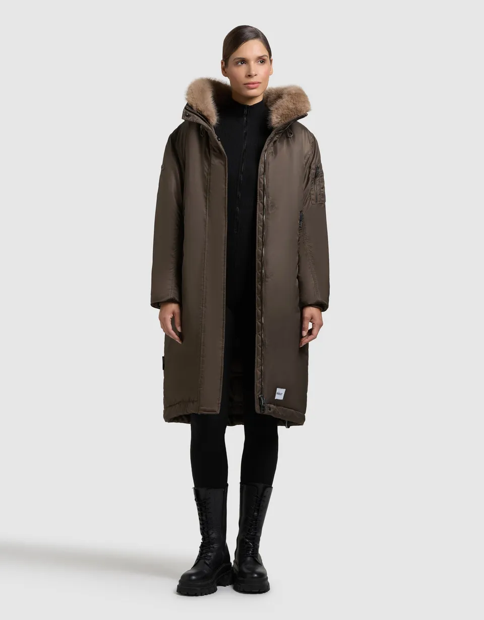 khujo-coat-oliva-potter-brown-damen-wintermantel-loose-fit-mit-kunstfell image 1