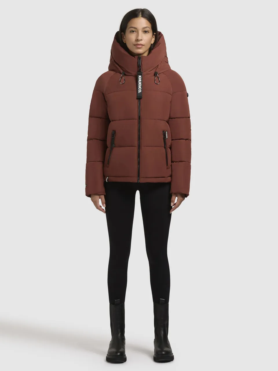 khujo-jacke-sume-dunkelrot-steppjacke-loose-fit-h-ftlang-mit-kapuze image 1