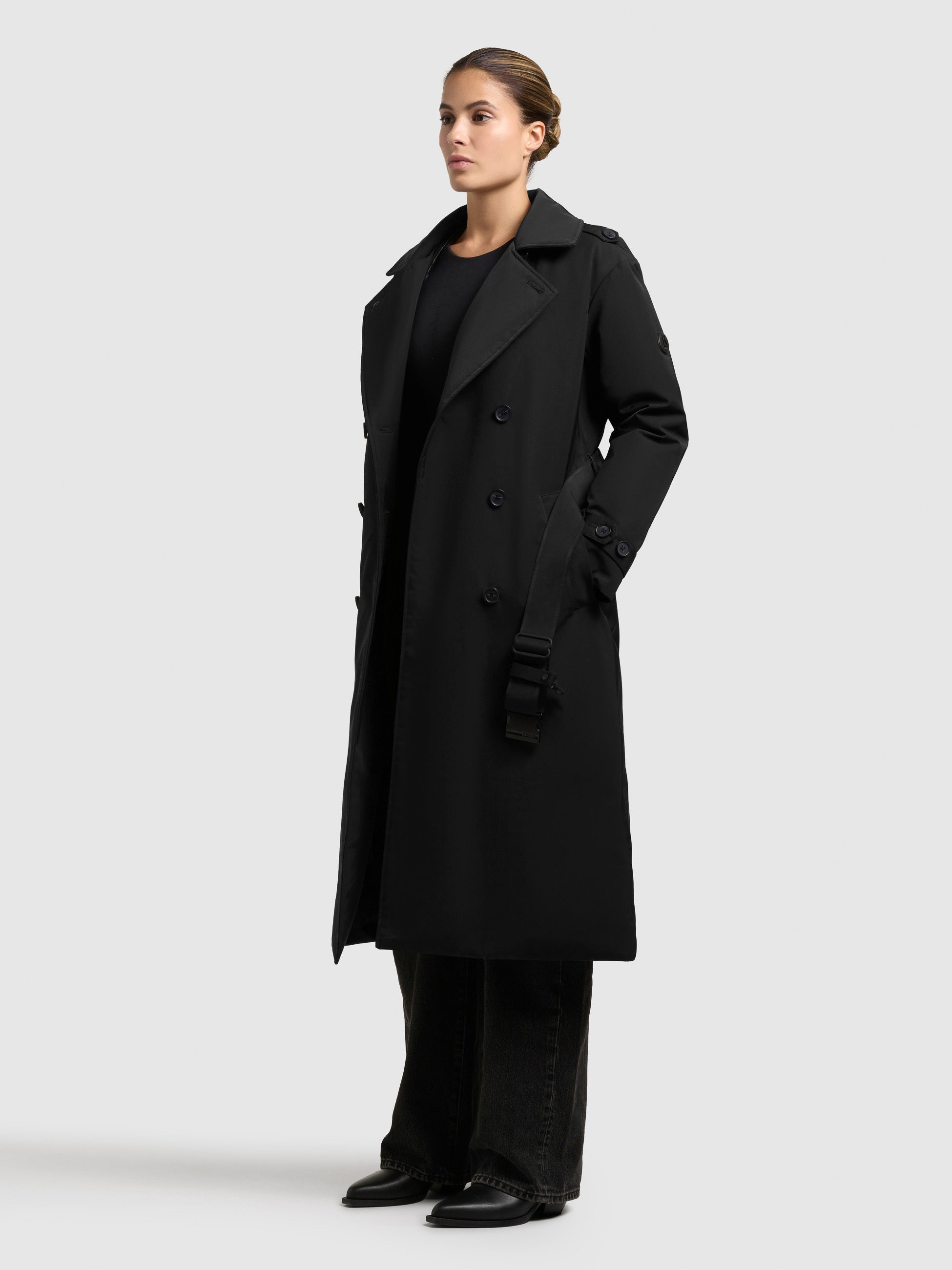 khujo-mantel-elena2-black-knielanger-damen-trenchcoat-mit-g-rtel image 2
