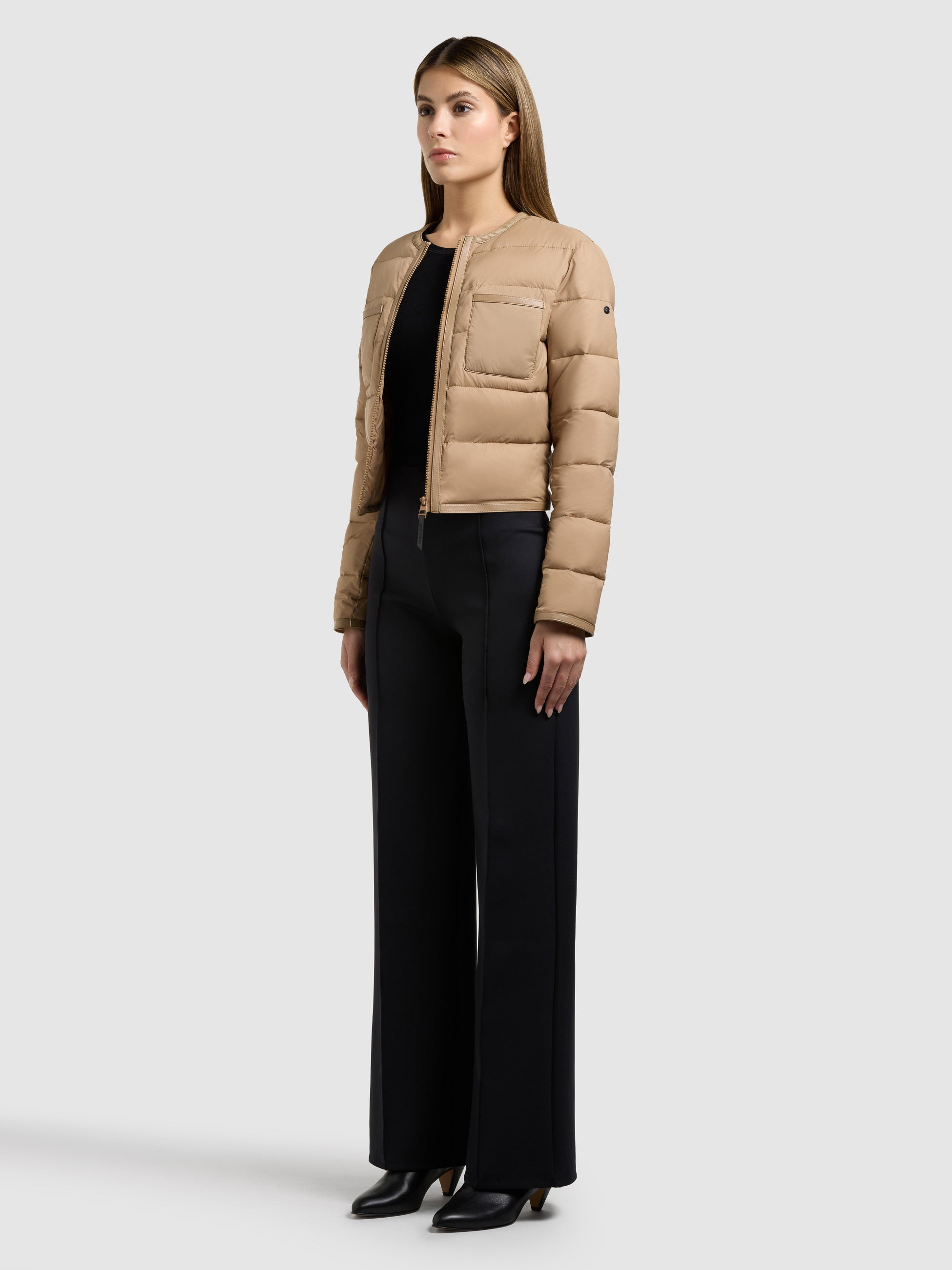 khujo-jacke-wanda-dark-camel-kragenlose-damen-steppjacke image 6