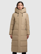 khujo-coat-soulani3-sand-wadenlanger-wattierter-steppmantel-mit-kapuze image 5