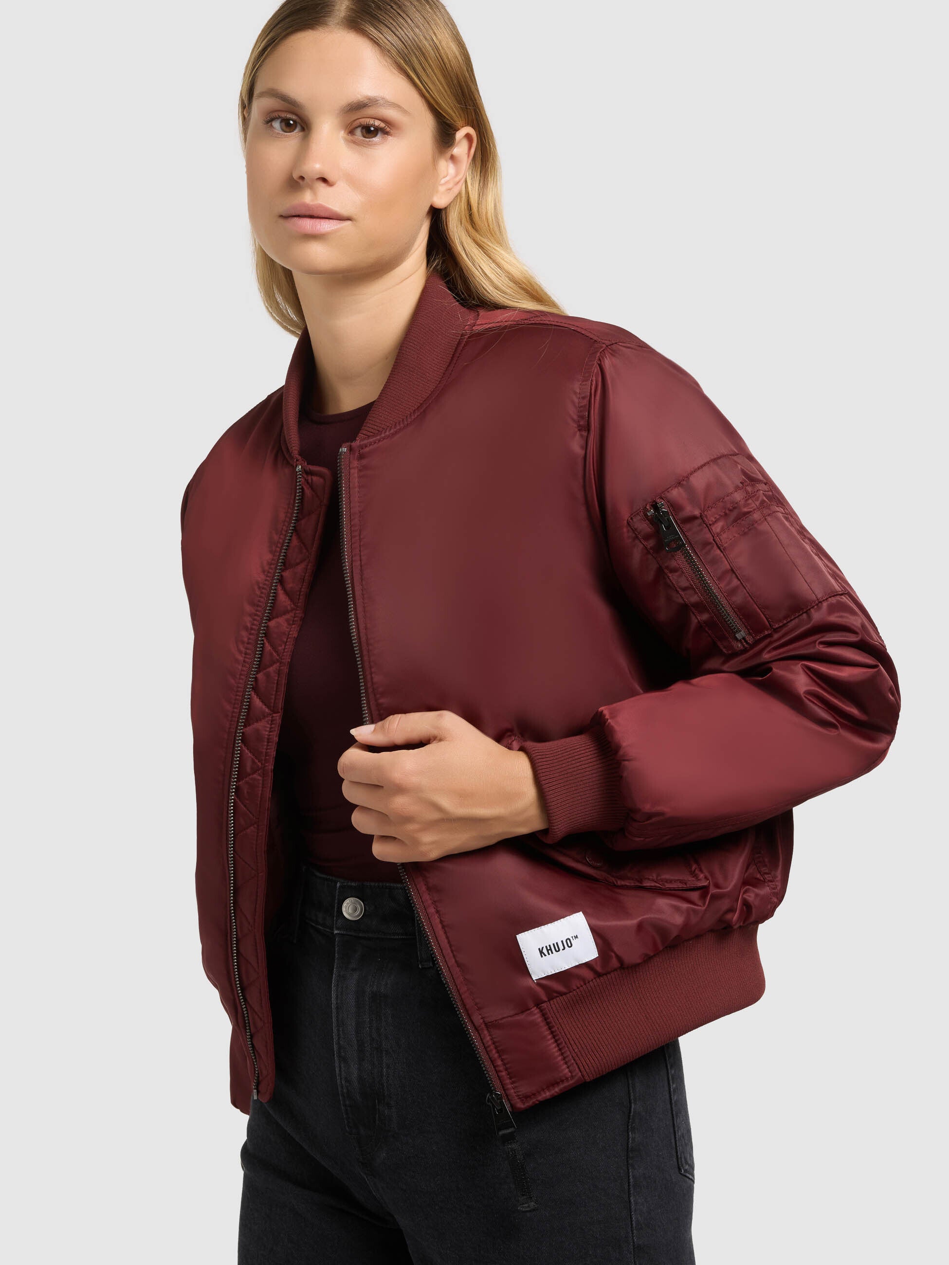 khujo-jacke-kasia-burgundy-red-bomberjacke-blouson-damen image 7