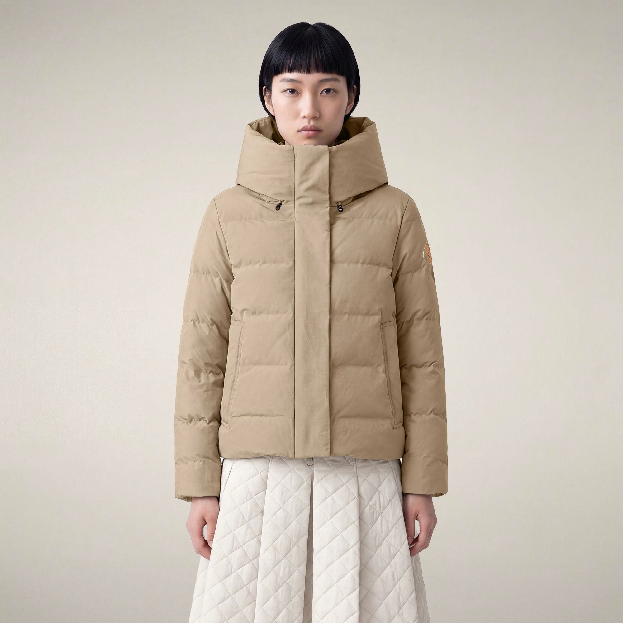 save-the-duck-arena-damen-parka-beige-stein-arctic-kurzparka-wetterfest image 5