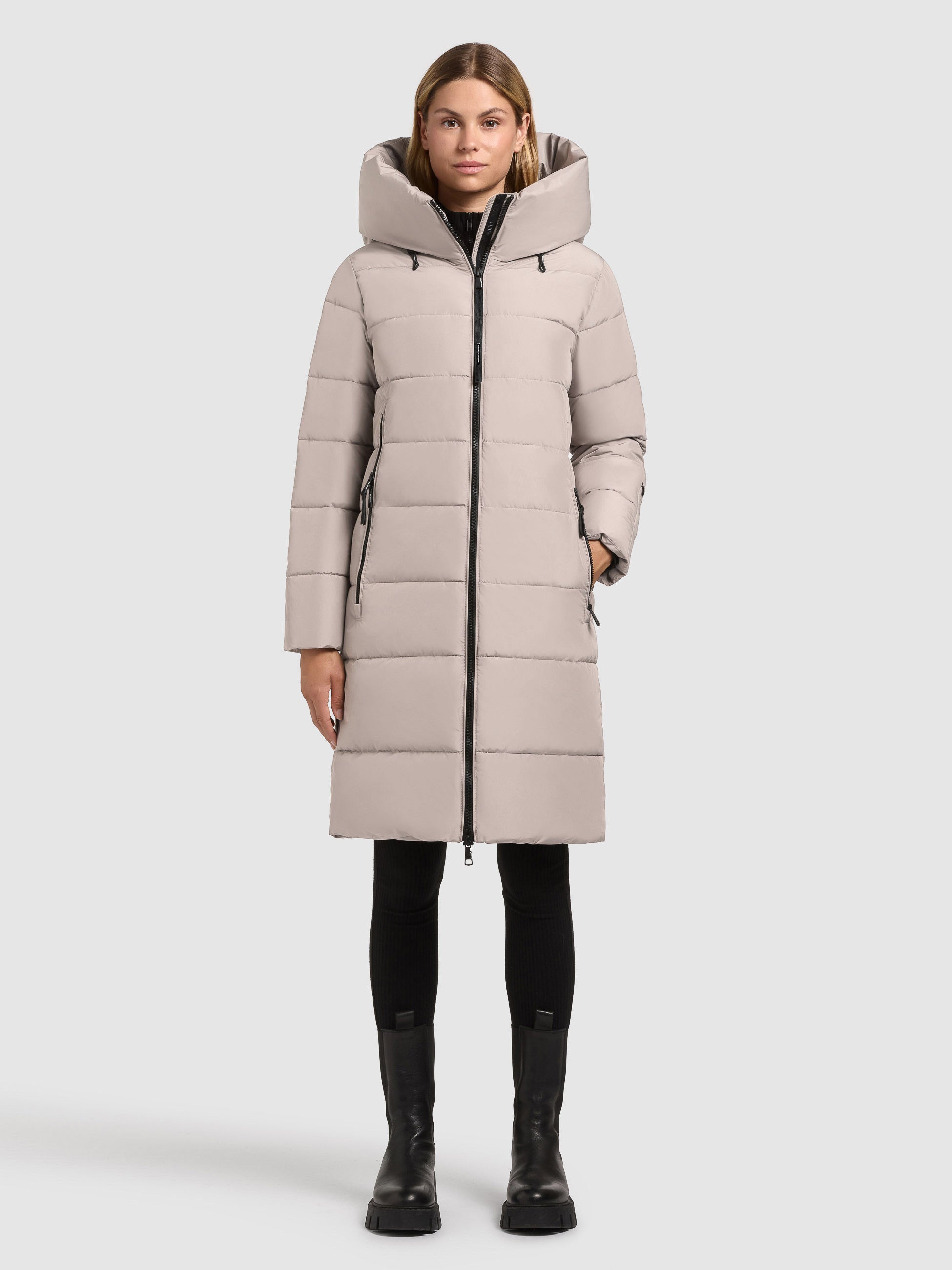 khujo-mantel-jilias6-matt-dusty-beige-damen-steppmantel-knielang-wattiert image 2