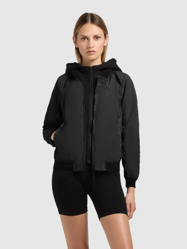 khujo-jacke-meets-2in1-schwarz-bomberjacke-damen-mit-sweat-einsatz image 1