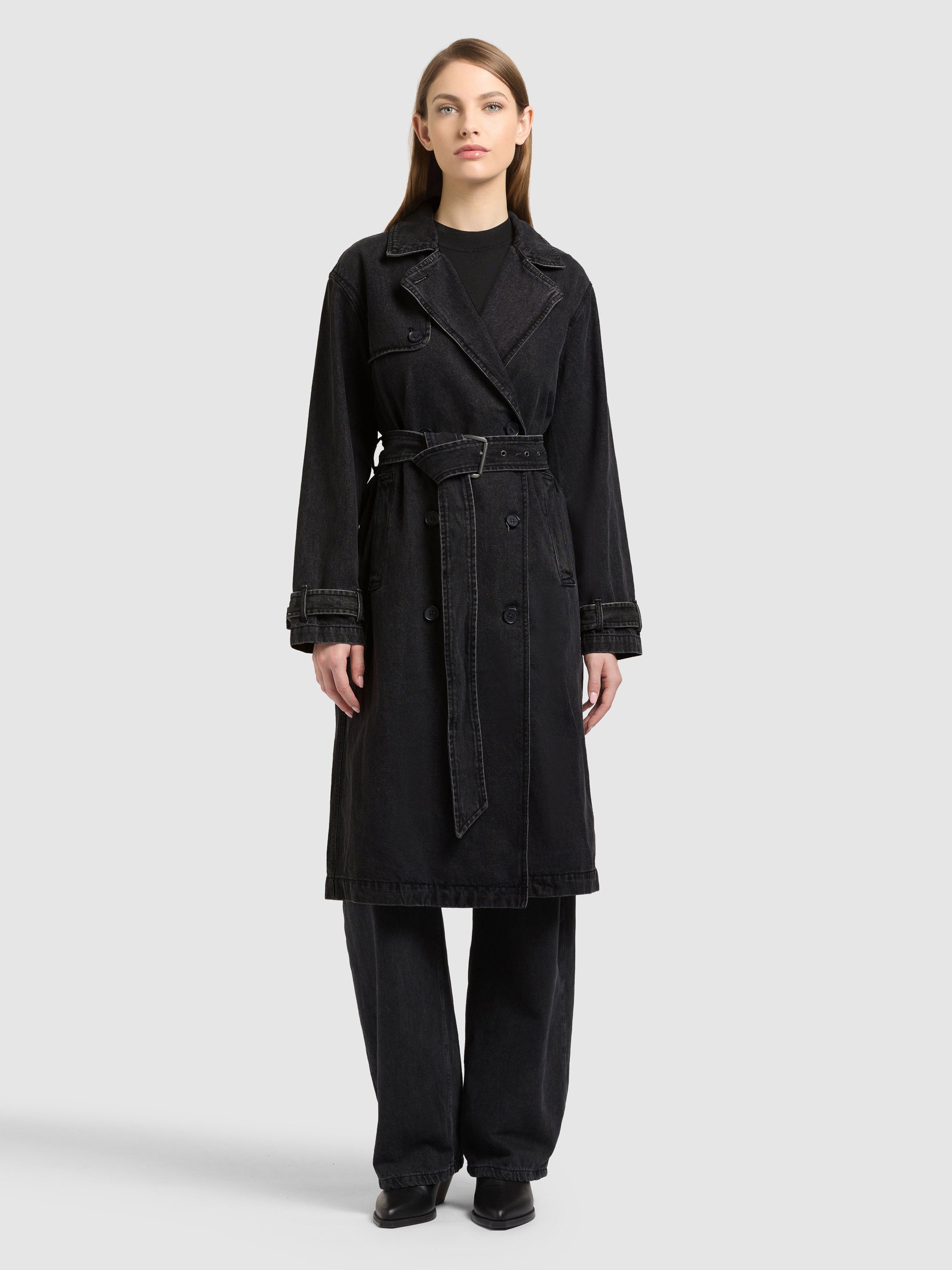 khujo-hera-black-damen-jeans-trenchmantel-denim-schwarz image 2