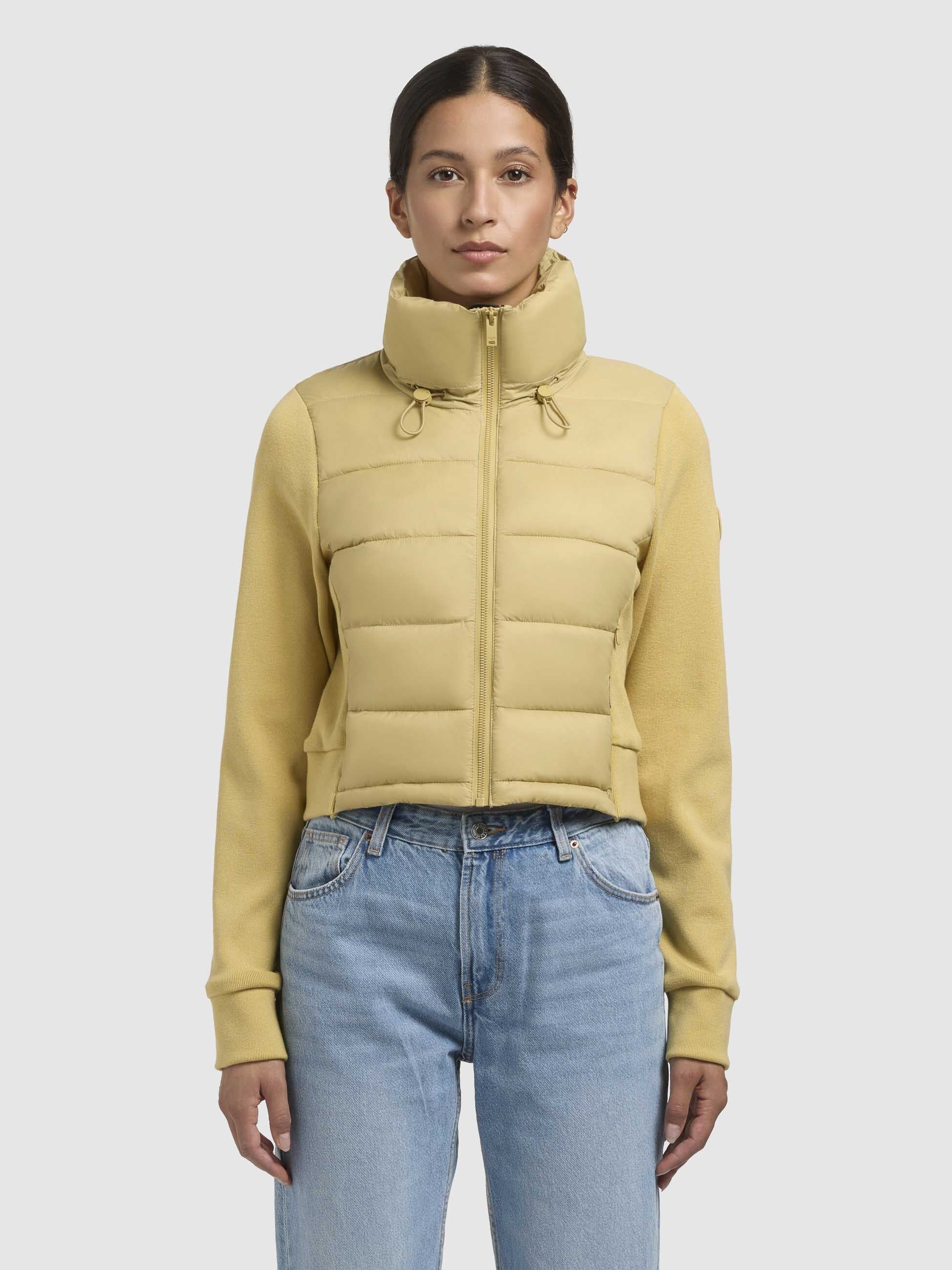 khujo-jacke-lival-gelbgr-n-cropped-steppjacke-damen-slim-fit-materialmix image 4