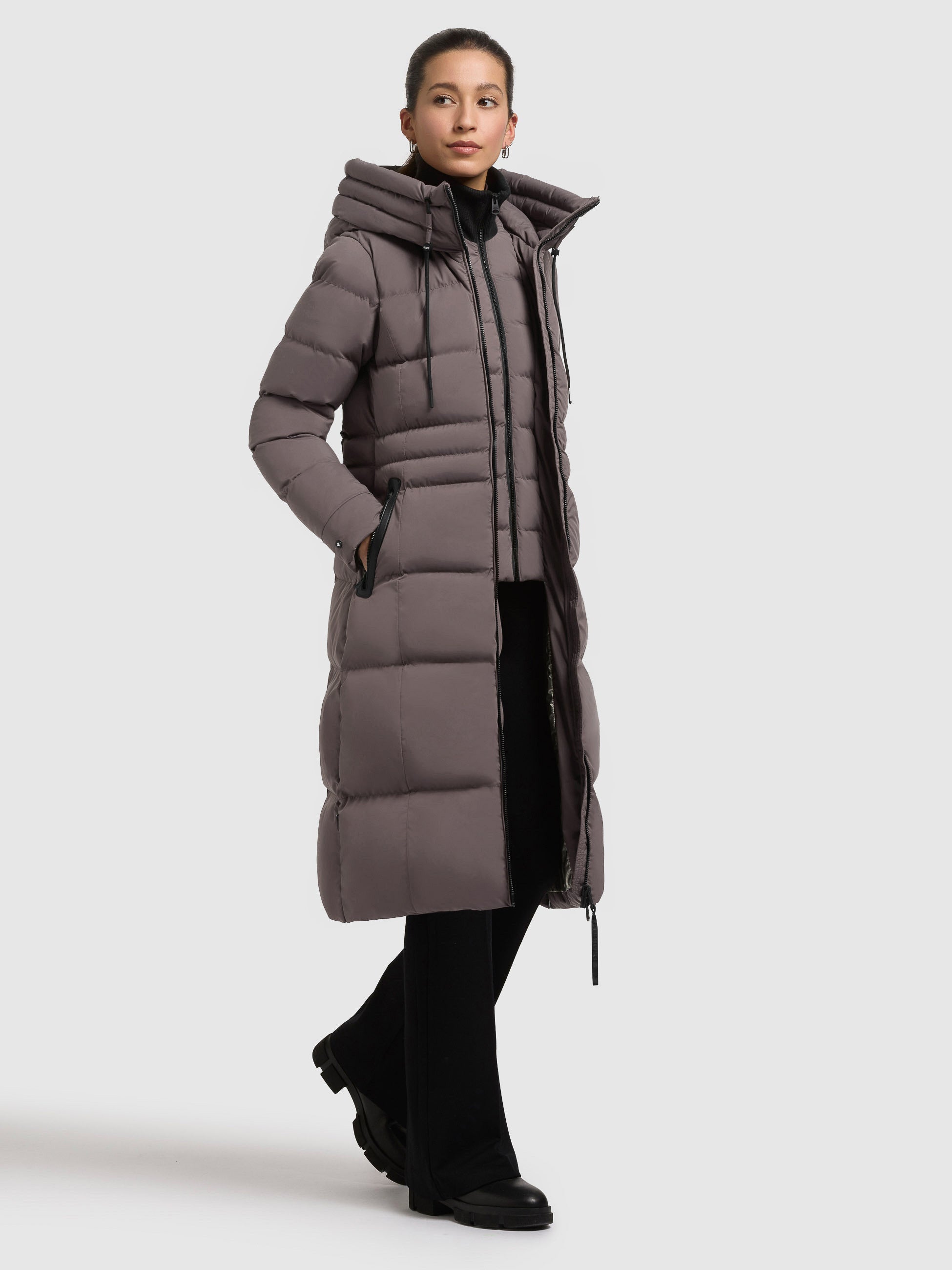 khujo-mantel-enakh-graphite-grey-damen-steppmantel-knielang-slim-fit image 2