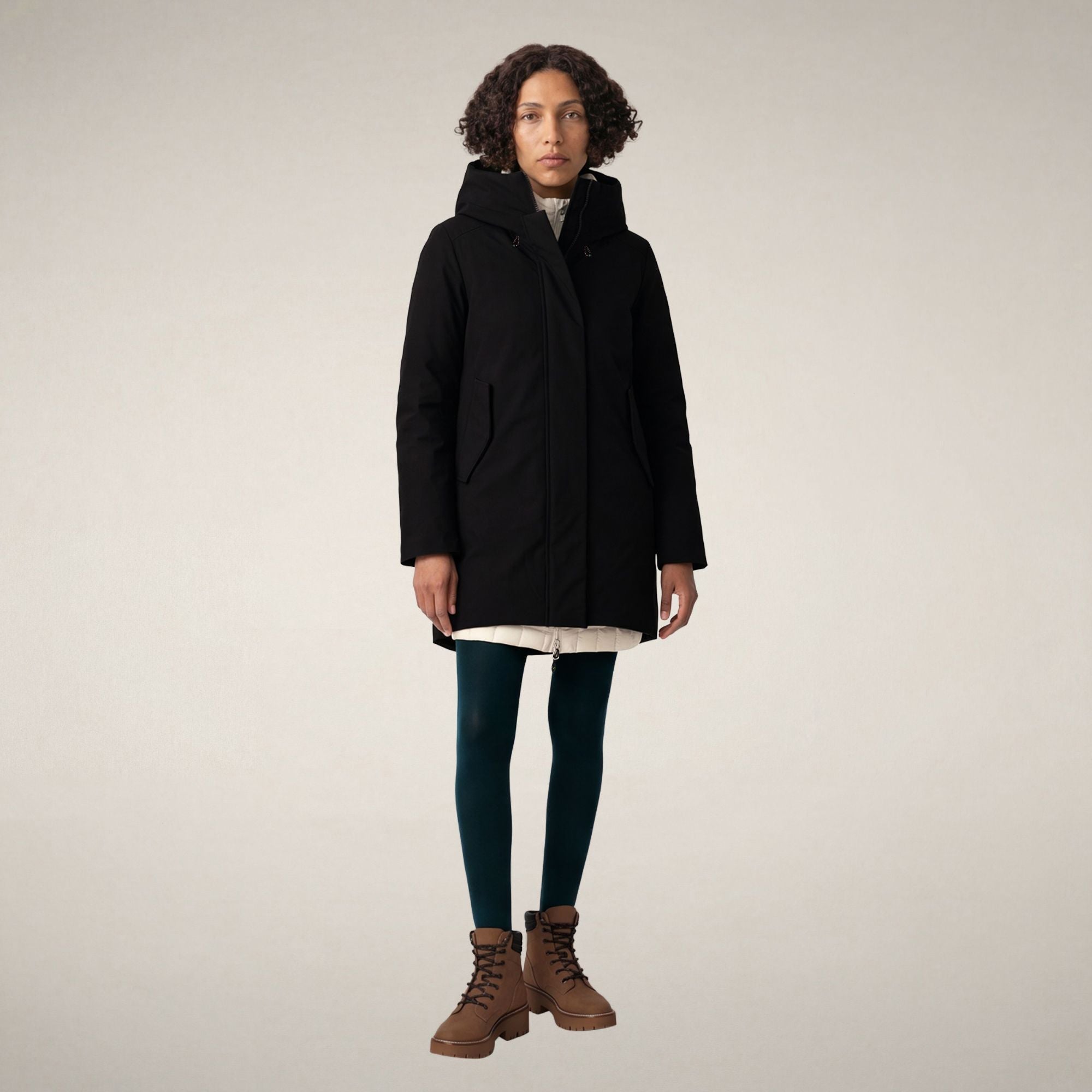 save-the-duck-nellie-damen-parka-schwarz-a-linie-mit-verwandelbarer-kapuze image 1
