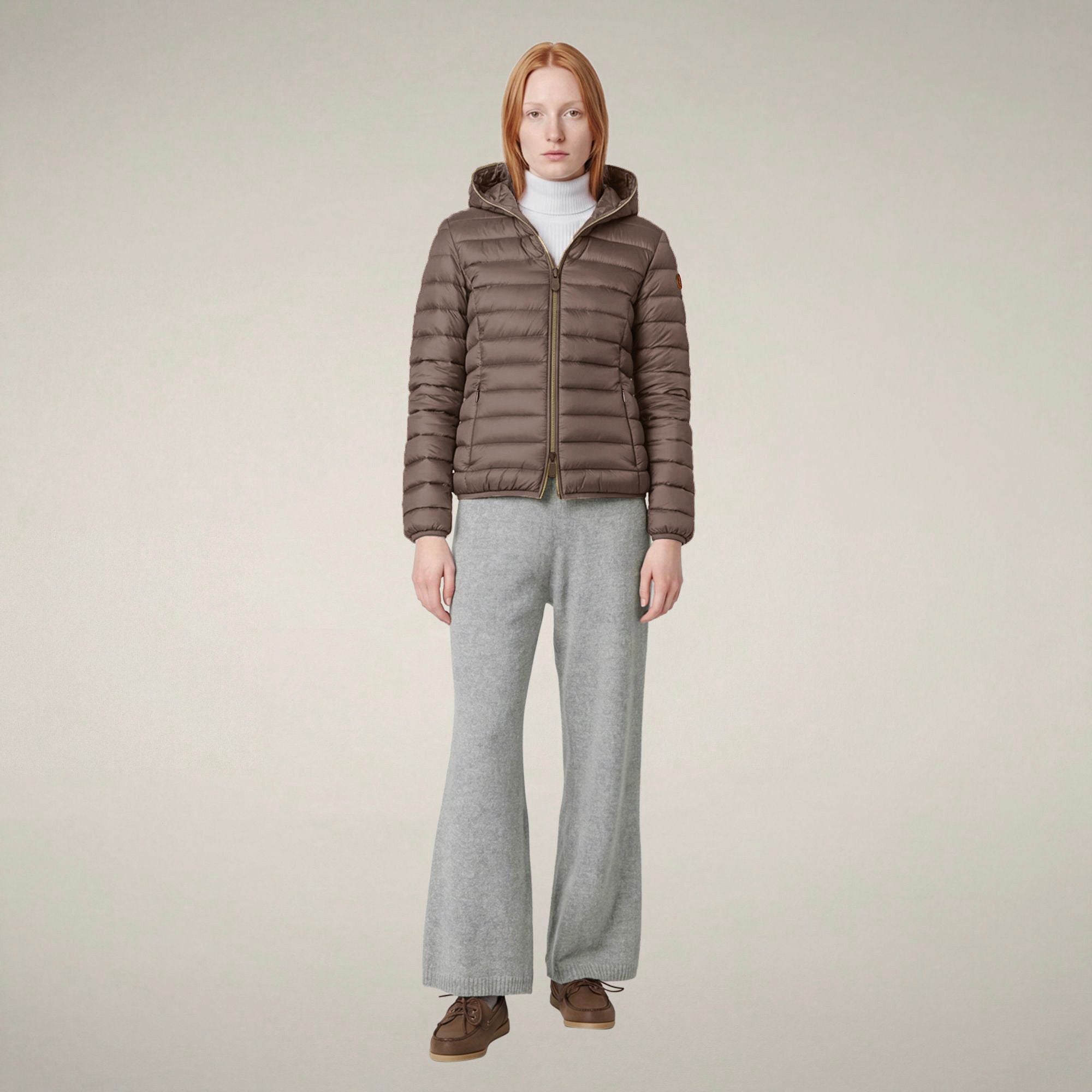save-the-duck-alexis-damen-steppjacke-grau-mud-mit-kapuze image 1