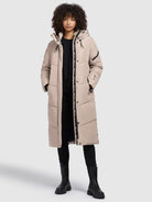 khujo-coat-sonje5-damen-steppmantel-light-beige-wadenlang image 6