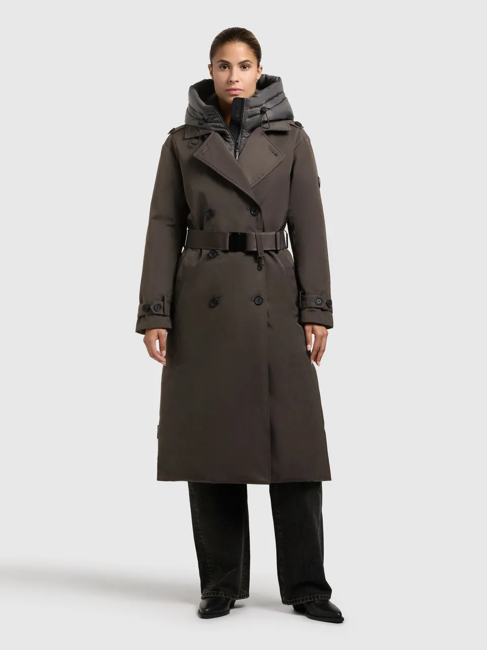 khujo-coat-elena2-graphite-gray-damen-trenchcoat-wintermantel-knielang image 1