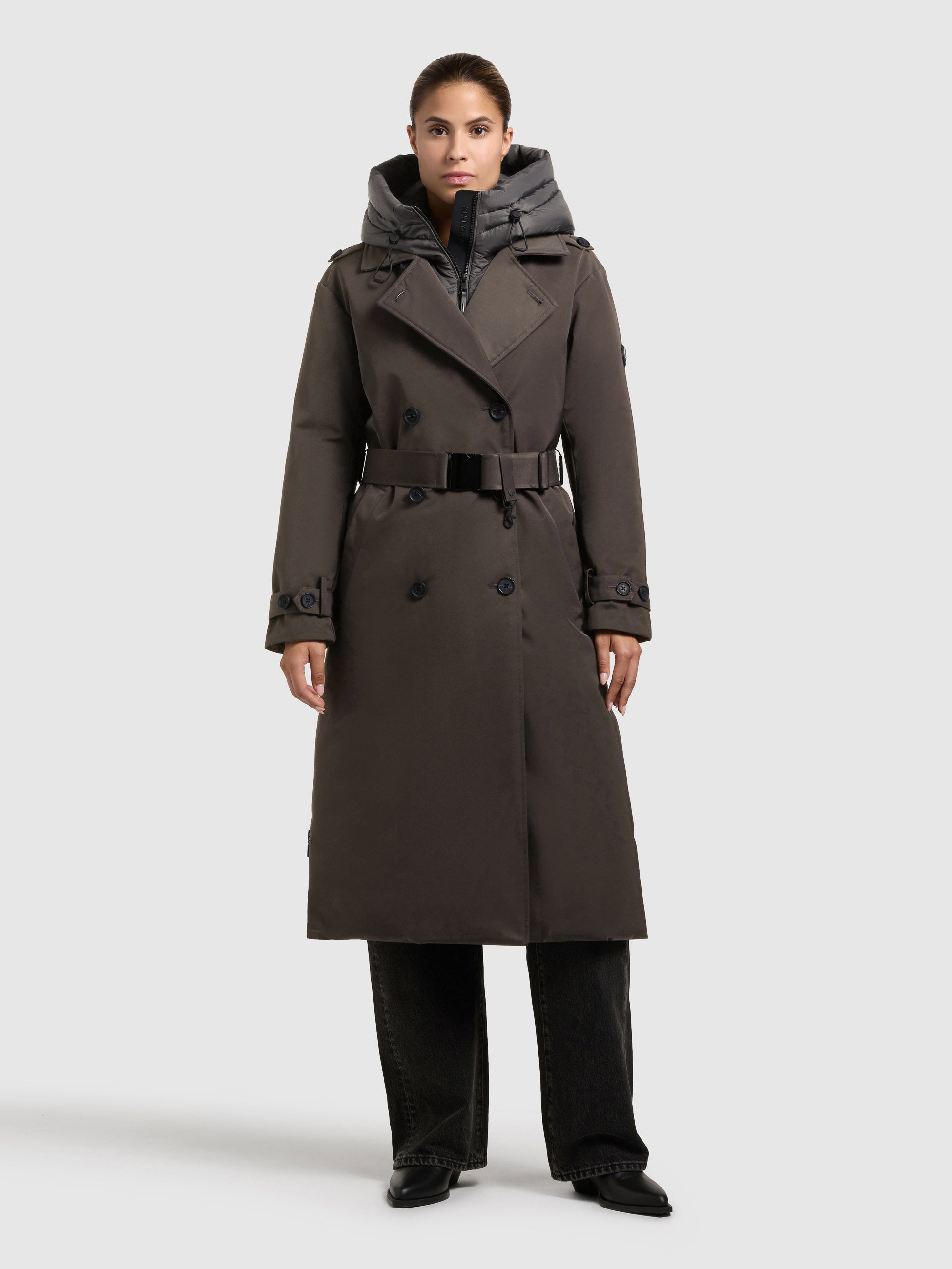 khujo-mantel-elena2-graphite-grey-trenchcoat-wintermantel-knielang-mit-g-rtel image 1