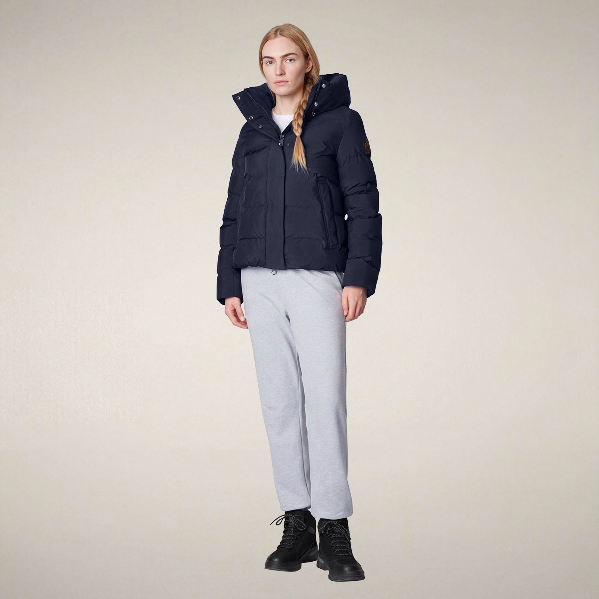 save-the-duck-arena-damen-parka-blau-schwarz-kurz image 1