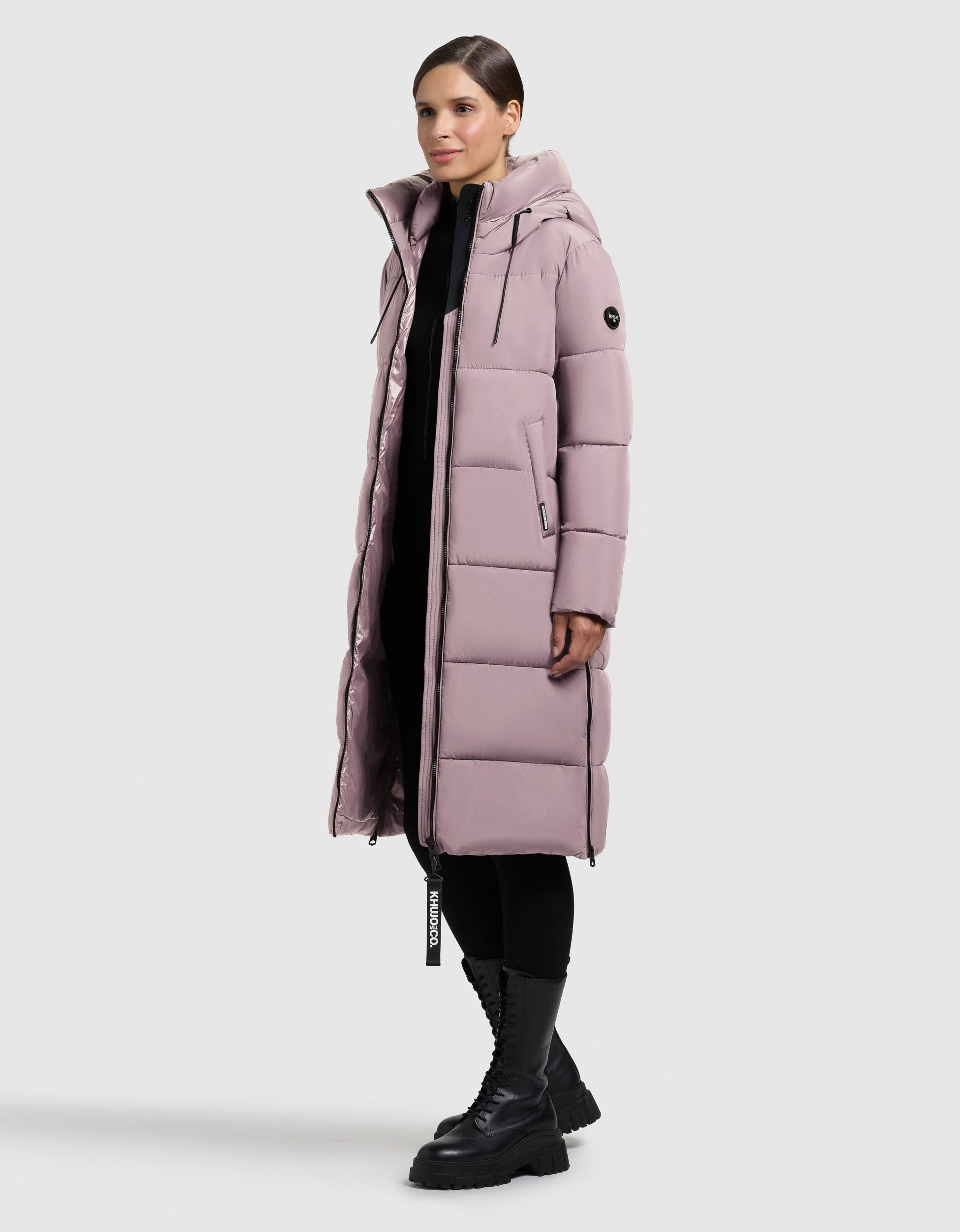 khujo-mantel-nalu-pale-mauve-knielanger-wattierter-steppmantel-damen image 1