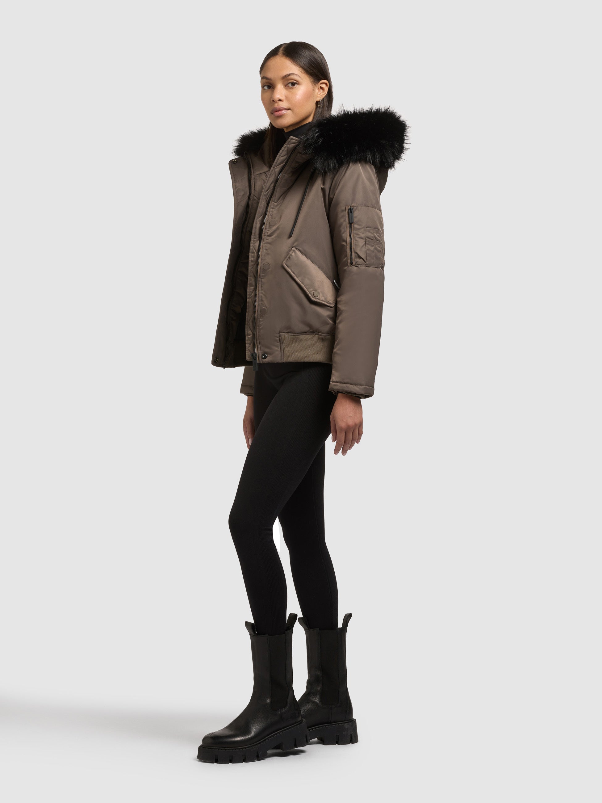 khujo-tyla-bomberjacke-f-r-damen-in-potter-brown-mit-kunstfell image 2