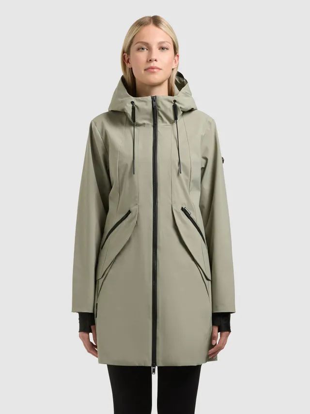 khujo-jacke-eiza-reet-green-lange-wasserabweisende-regenjacke-mit-kapuze image 1