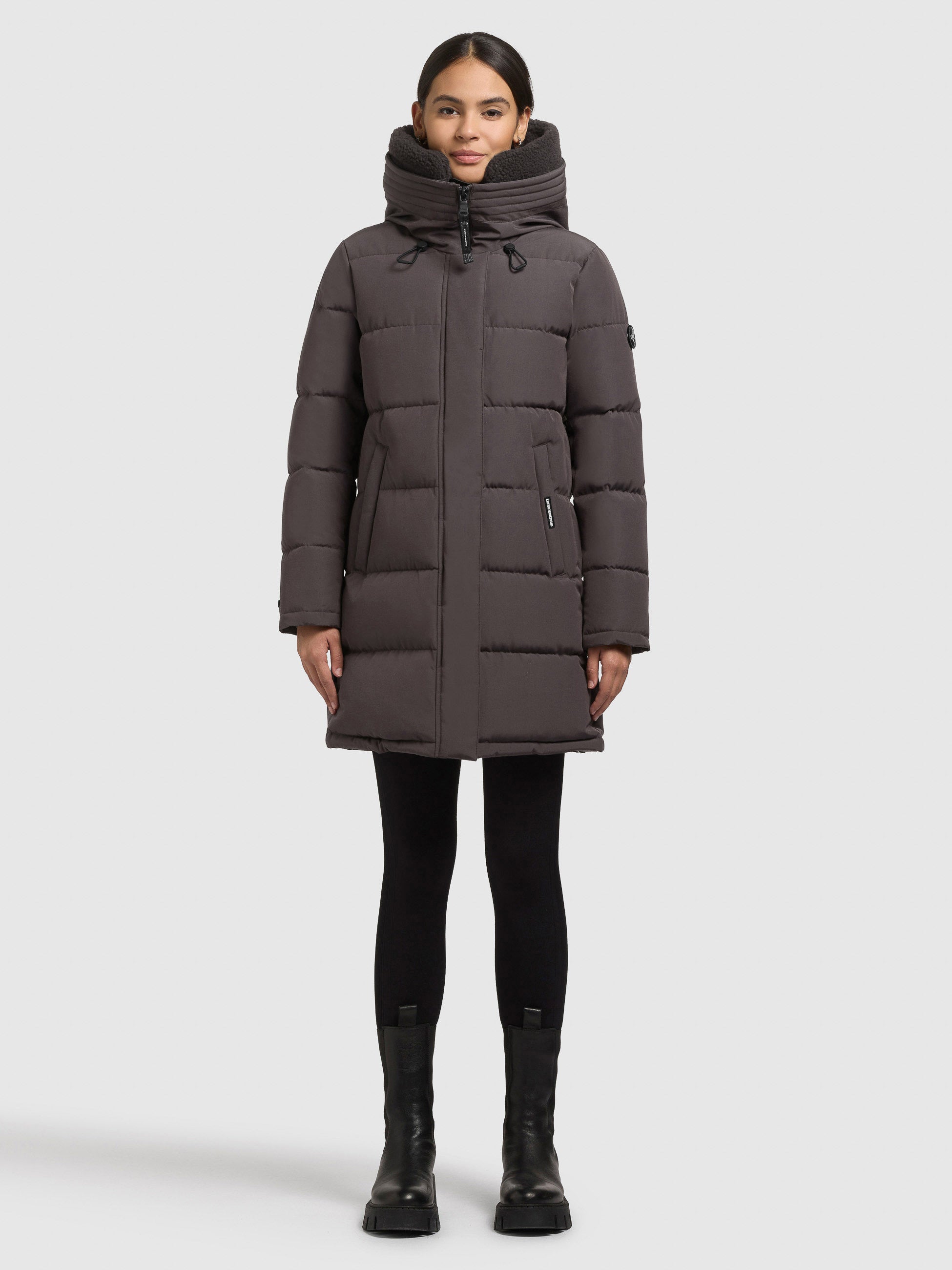 khujo-coat-kelsi-graphite-gray-kurzer-wattierter-steppmantel image 1