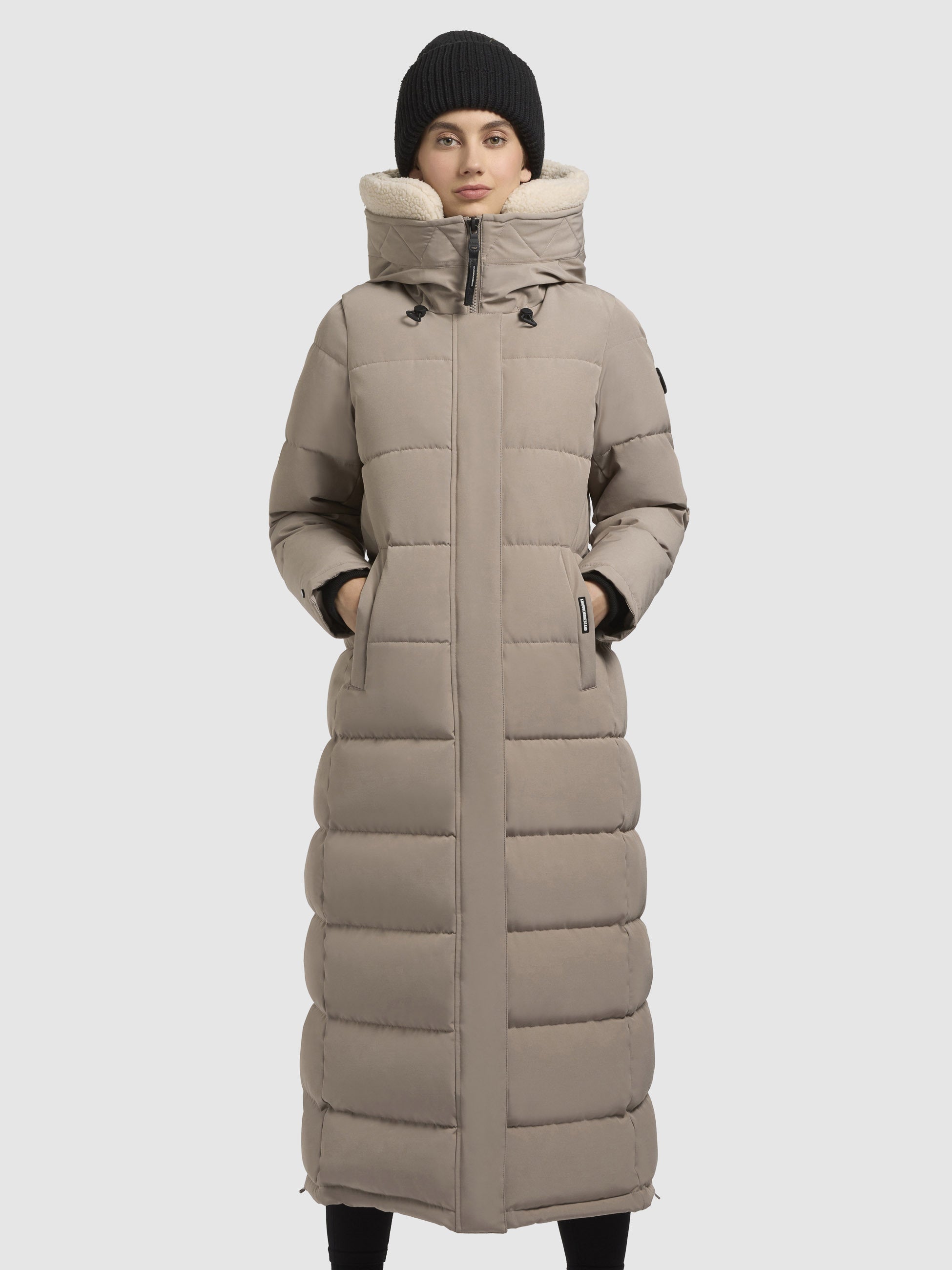 khujo-claresse-teddy-damen-steppmantel-graubeige-wadenlang image 4