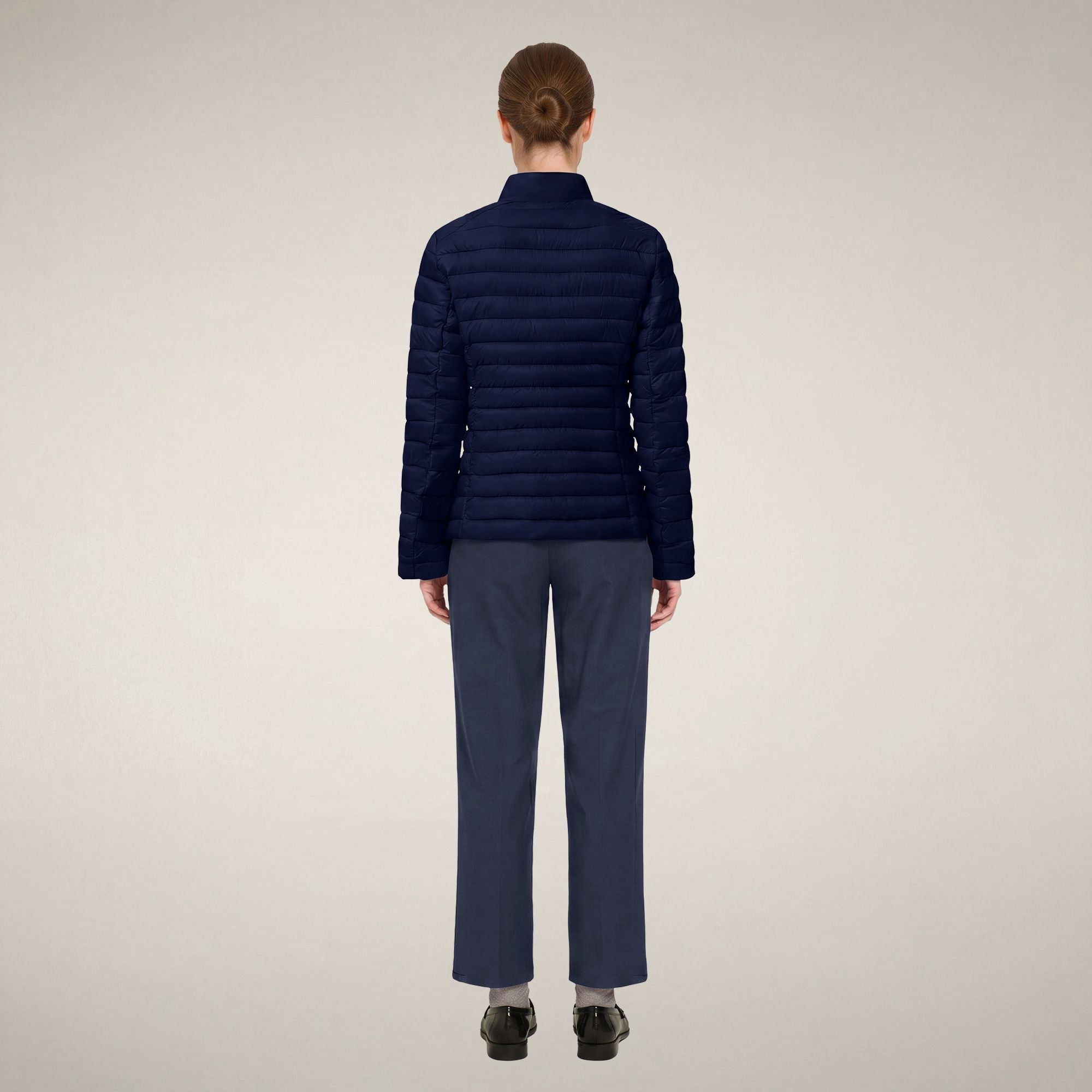 save-the-duck-carly-damen-pufferjacke-navyblau-mit-stehkragen image 2