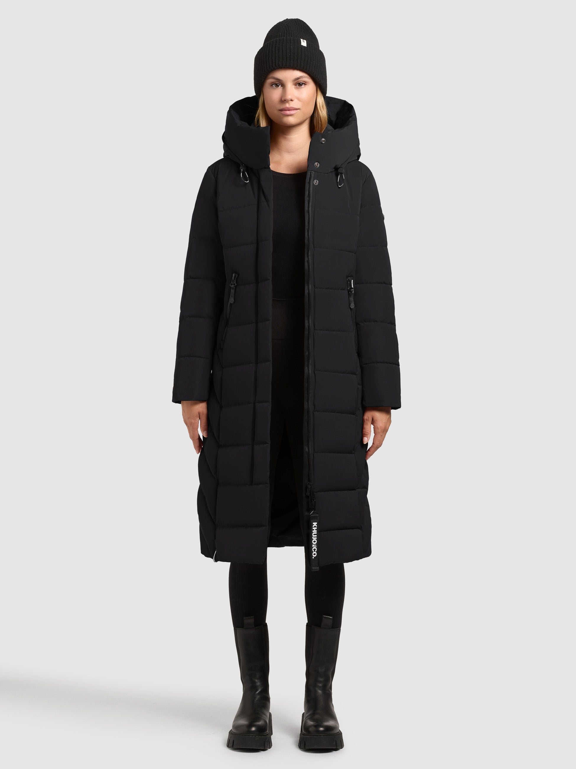 khujo-mantel-sensy-black-damen-winter-steppmantel-wadenlang-regular-fit image 2
