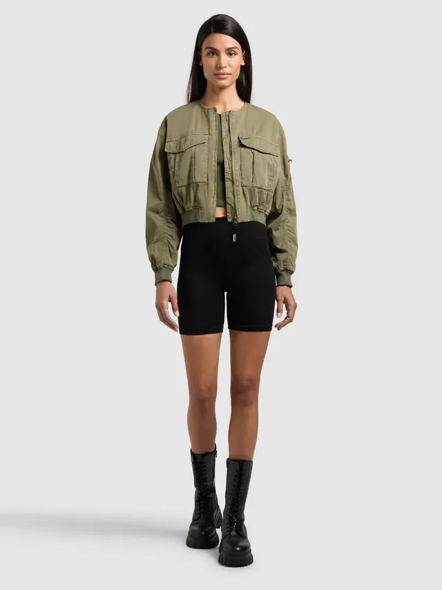 khujo-romy-blousonjacke-olive-cropped-cargojacke-aus-baumwoll-twill image 1