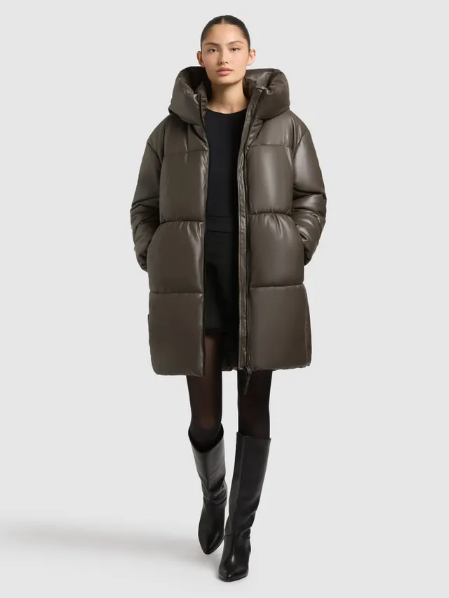 khujo-mantel-lorsa-brown-damen-steppmantel-in-leder-optik image 1