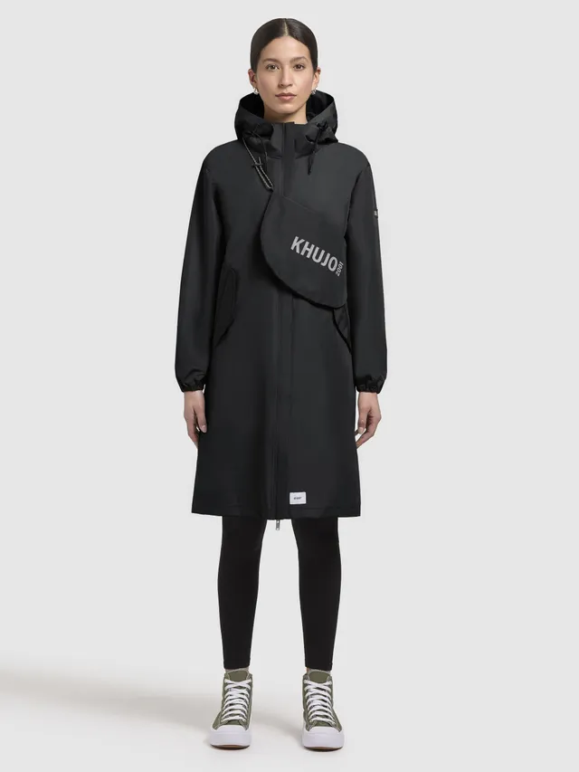 khujo-timea-damen-coat-black-leichter-relaxed-fit-mantel-mit-packtasche image 1