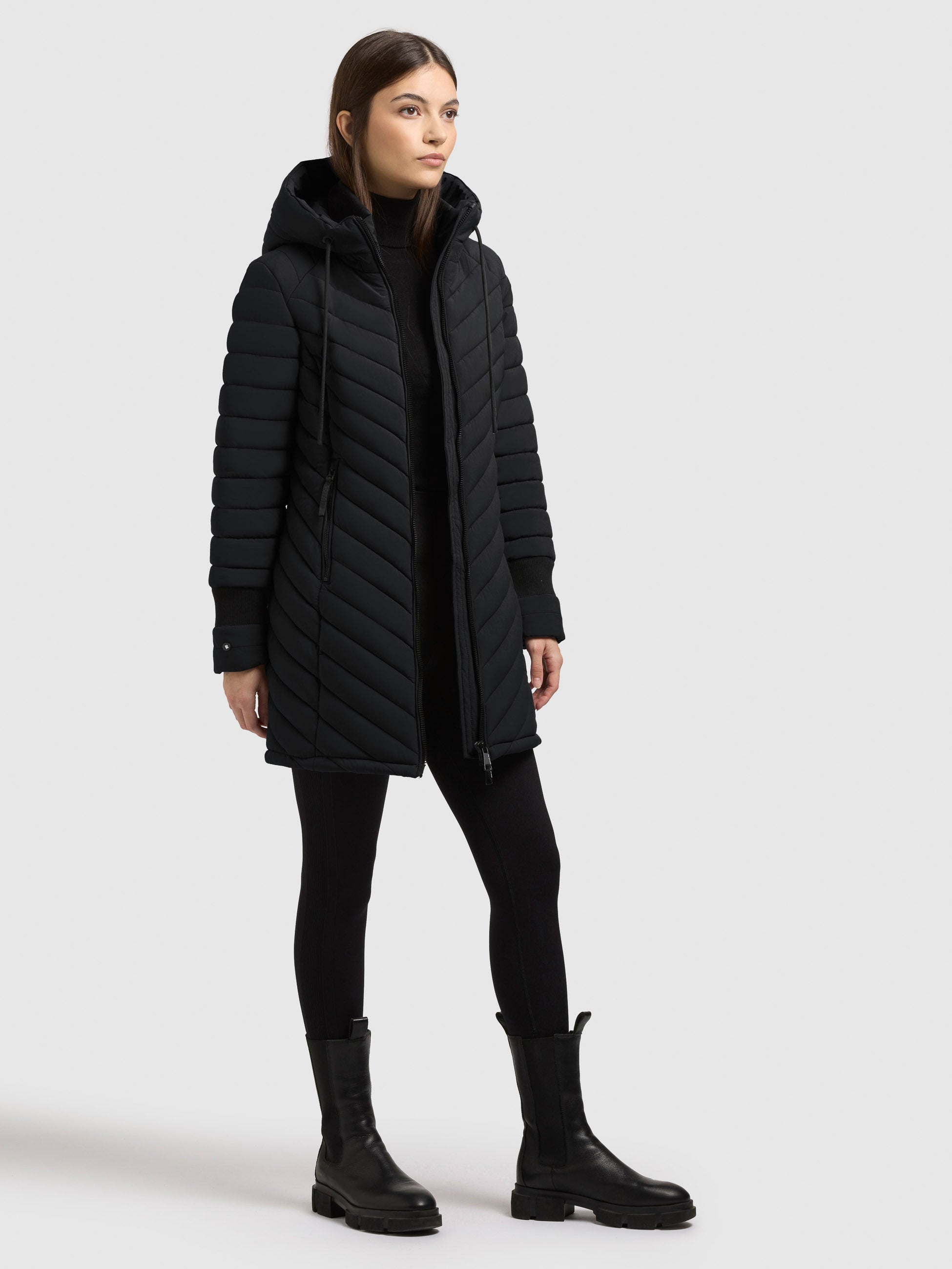 khujo-mantel-nita4-black-damen-kurzmantel-gesteppt-mit-rippstrick image 6