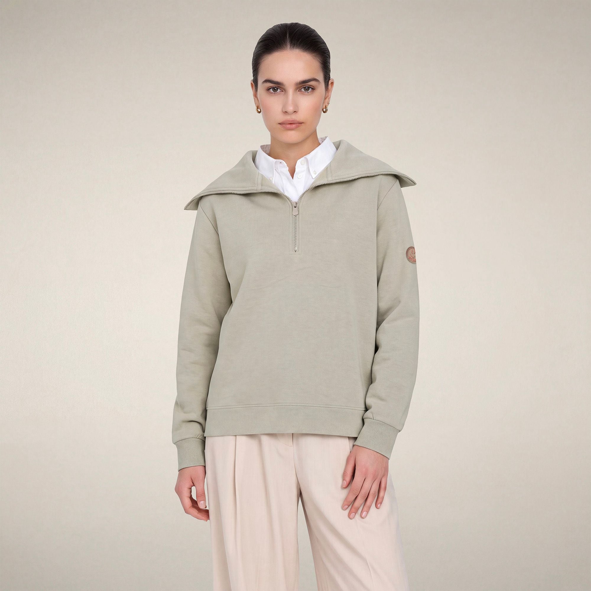 save-the-duck-hinata-damen-top-mit-half-zip-beige-rainy image 5