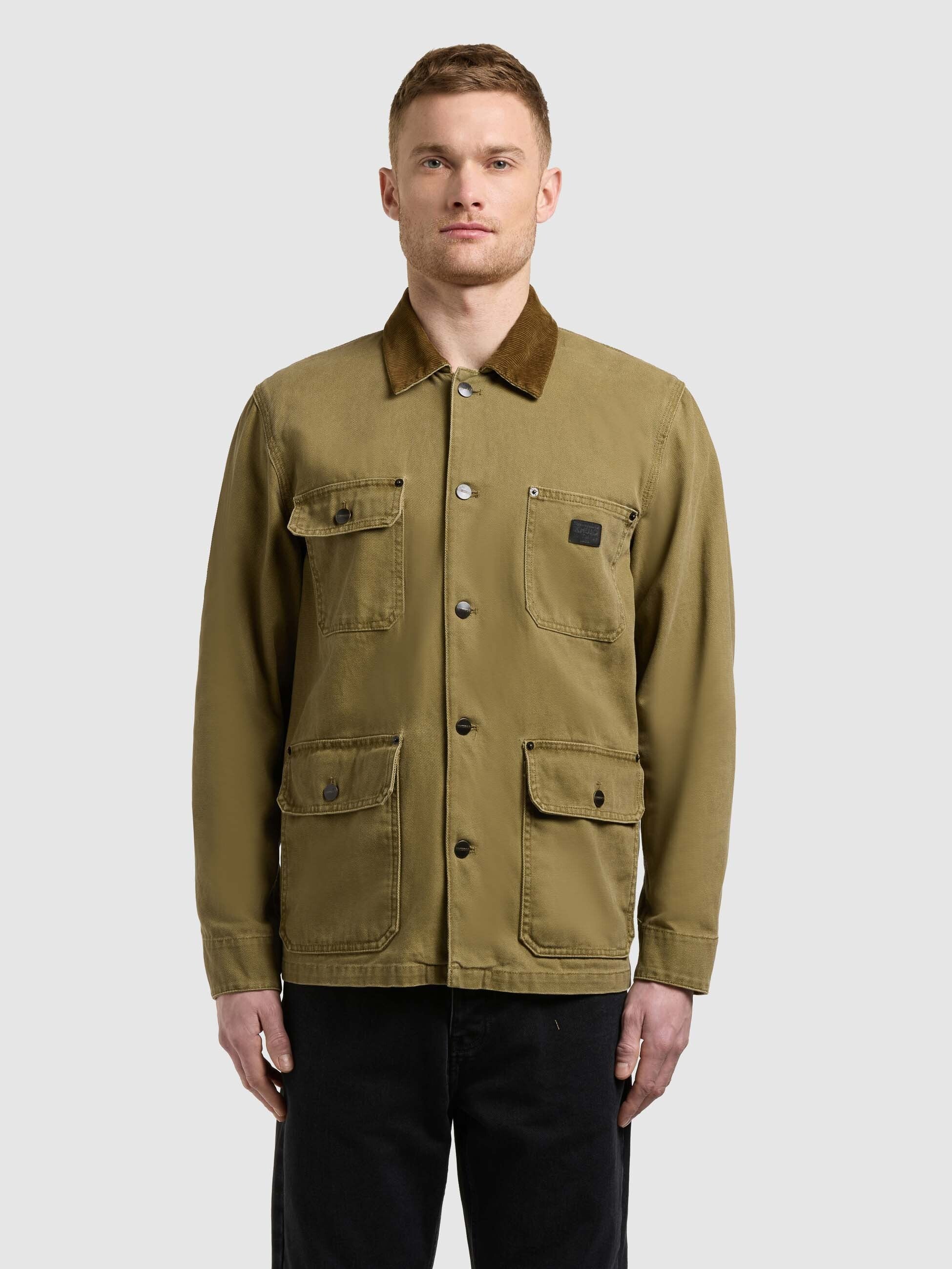 khujo-jacke-nuhh-canary-green-workwear-canvas-jacke-mit-cordkragen image 4