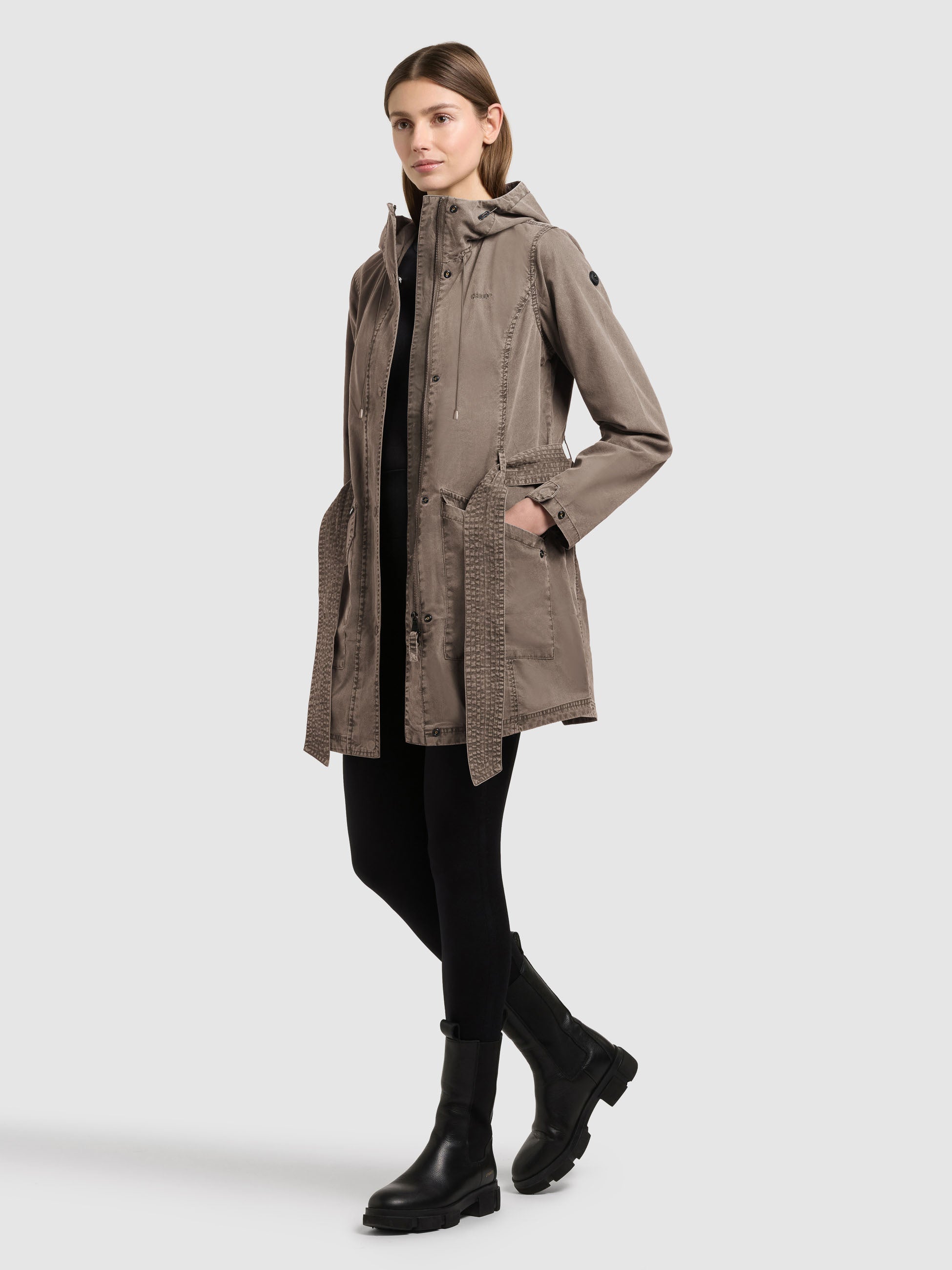 khujo-prea-jacke-damen-trench-parka-in-latte-brown-mit-kapuze-und-g-rtel image 2