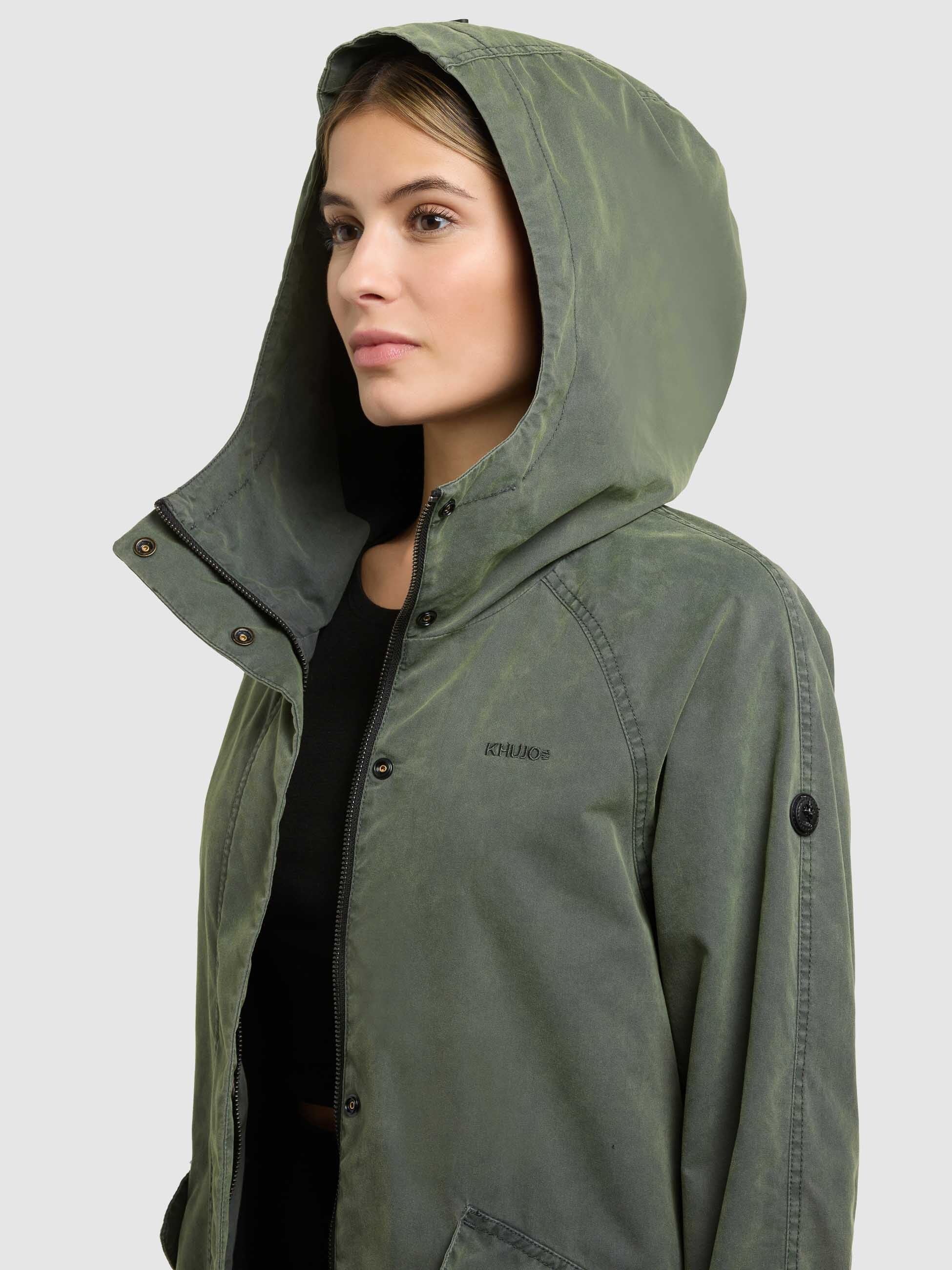 khujo-leal-damen-parka-schwarz-olive-vintage-mit-taillenzug image 7