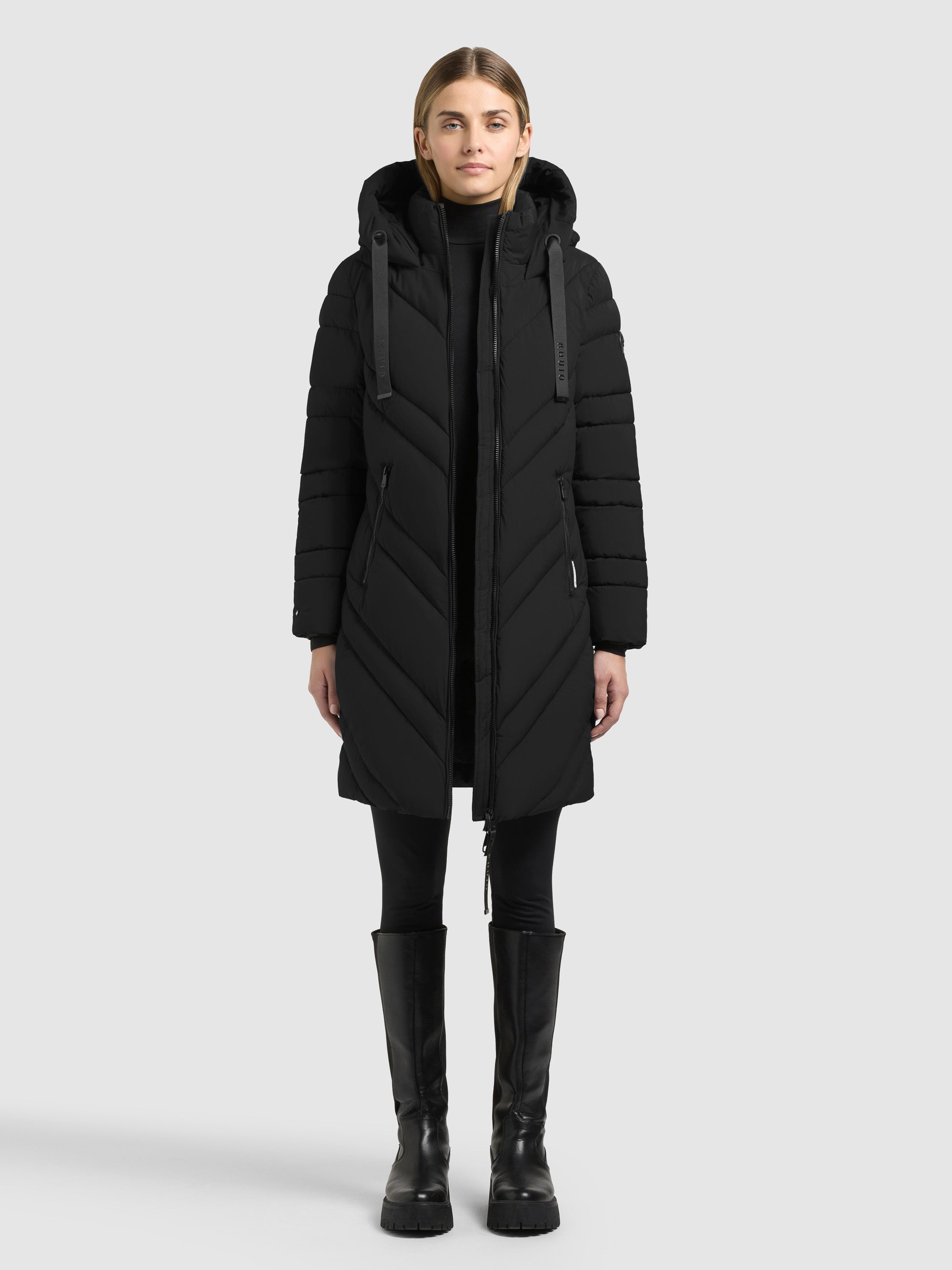 khujo-mantel-taby2-black-damen-steppmantel-knielang-mit-kapuze image 6
