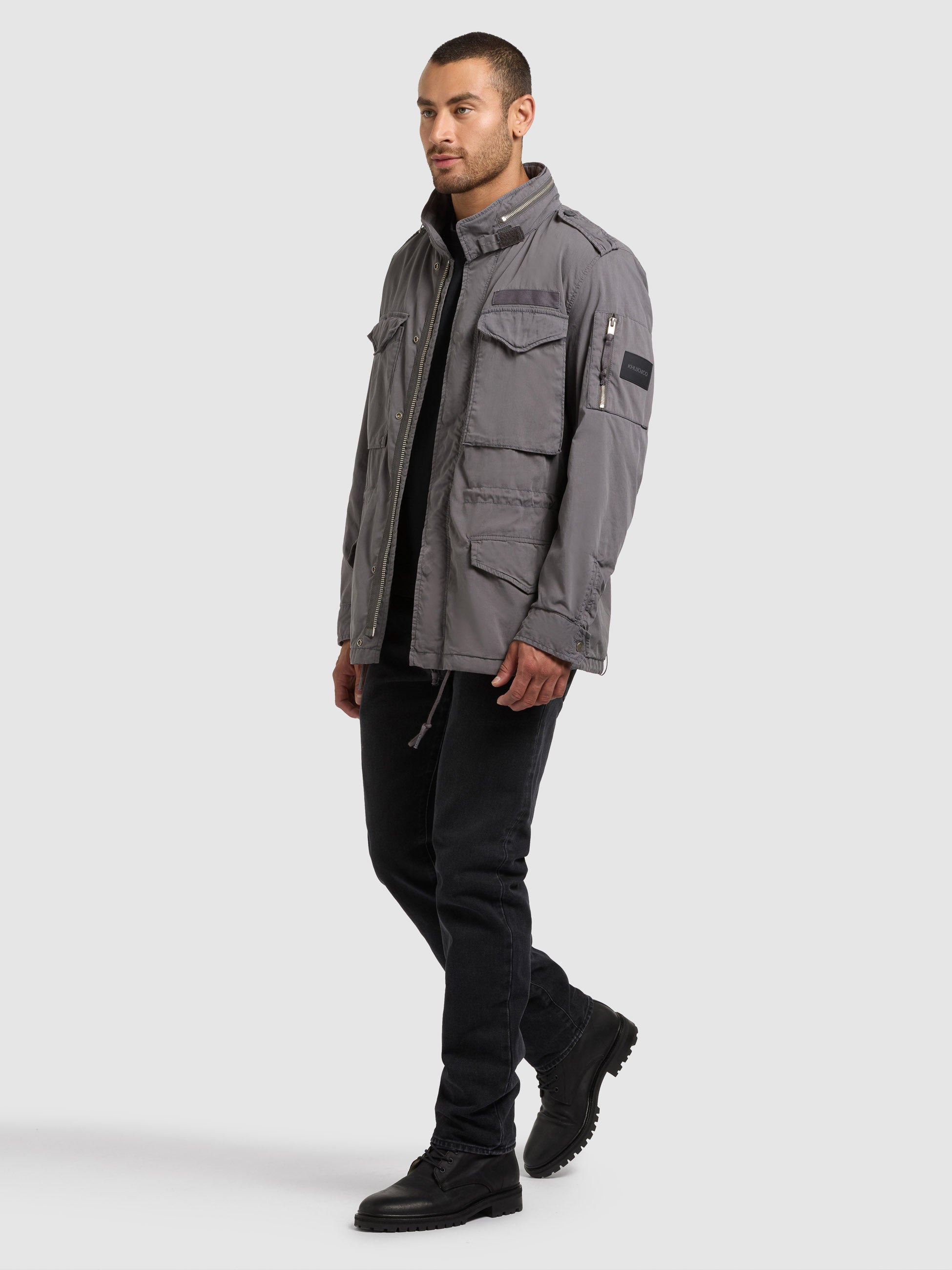khujo-jacke-ovin-damen-fieldjacket-sea-grey-regular-fit-military image 2