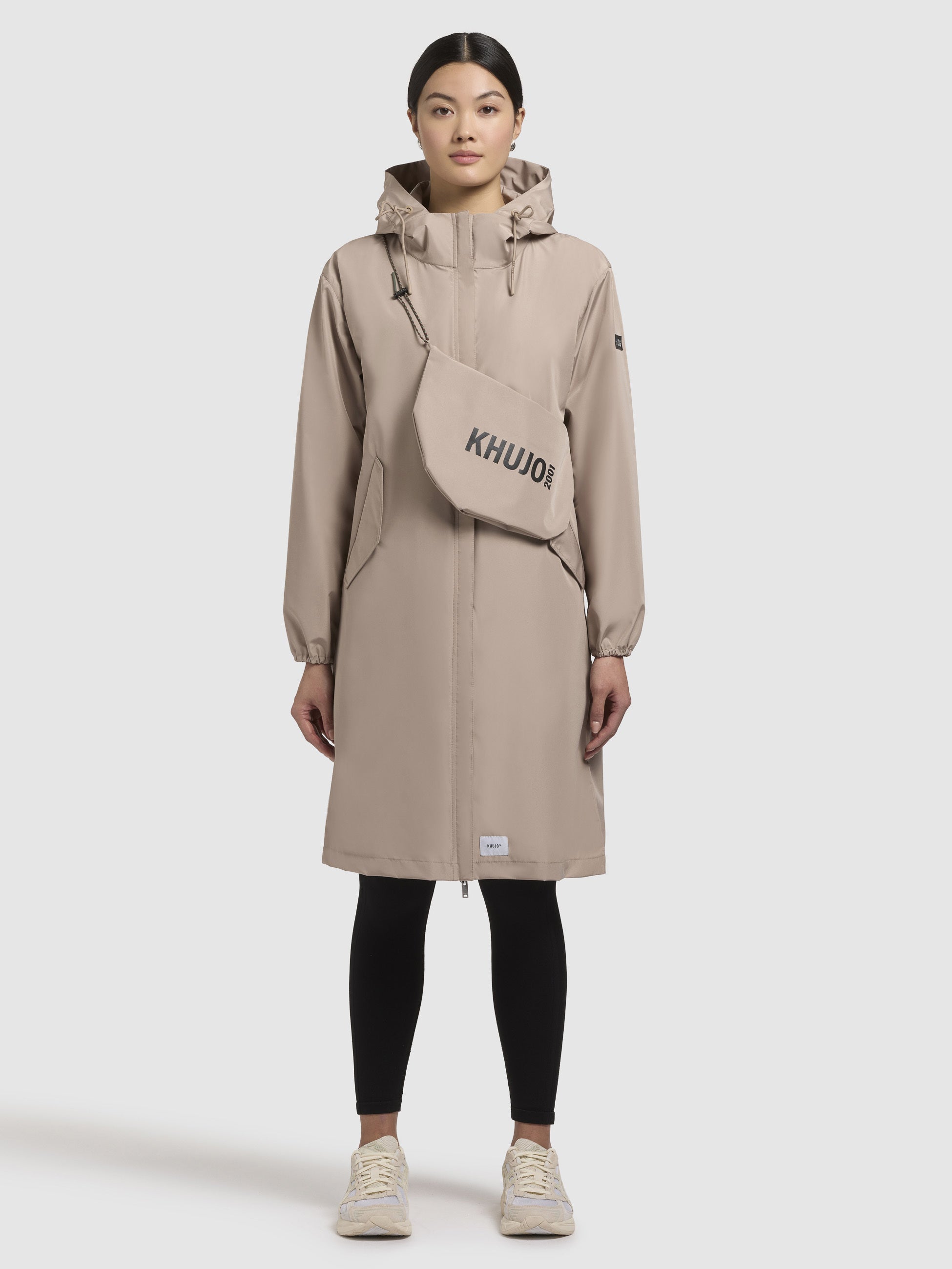 khujo-timea-damen-coat-kurz-leicht-beige-packbar-mit-tasche image 1