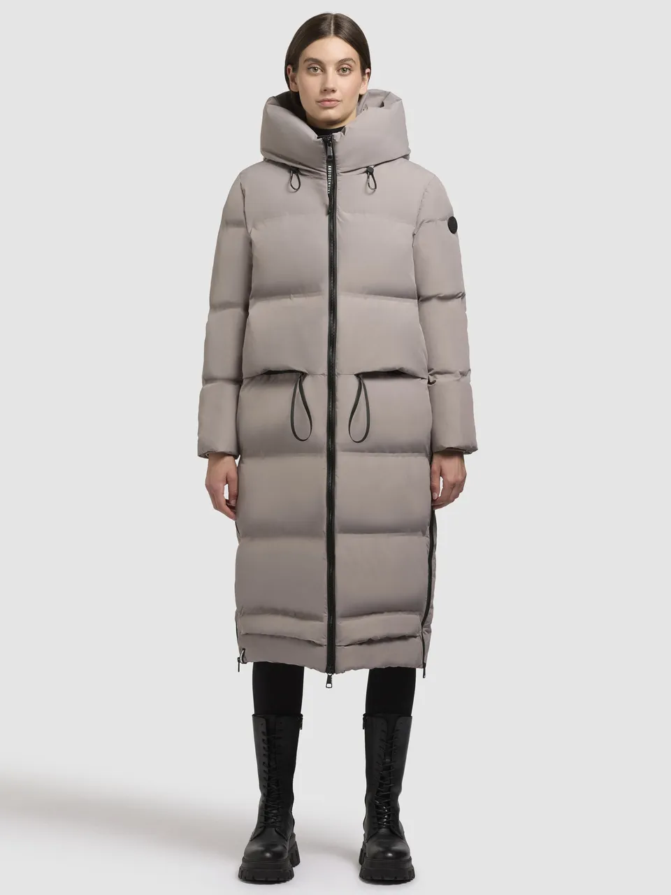 khujo-mantel-aroma-graubeige-wadenlanger-damen-steppmantel-regular-fit image 1
