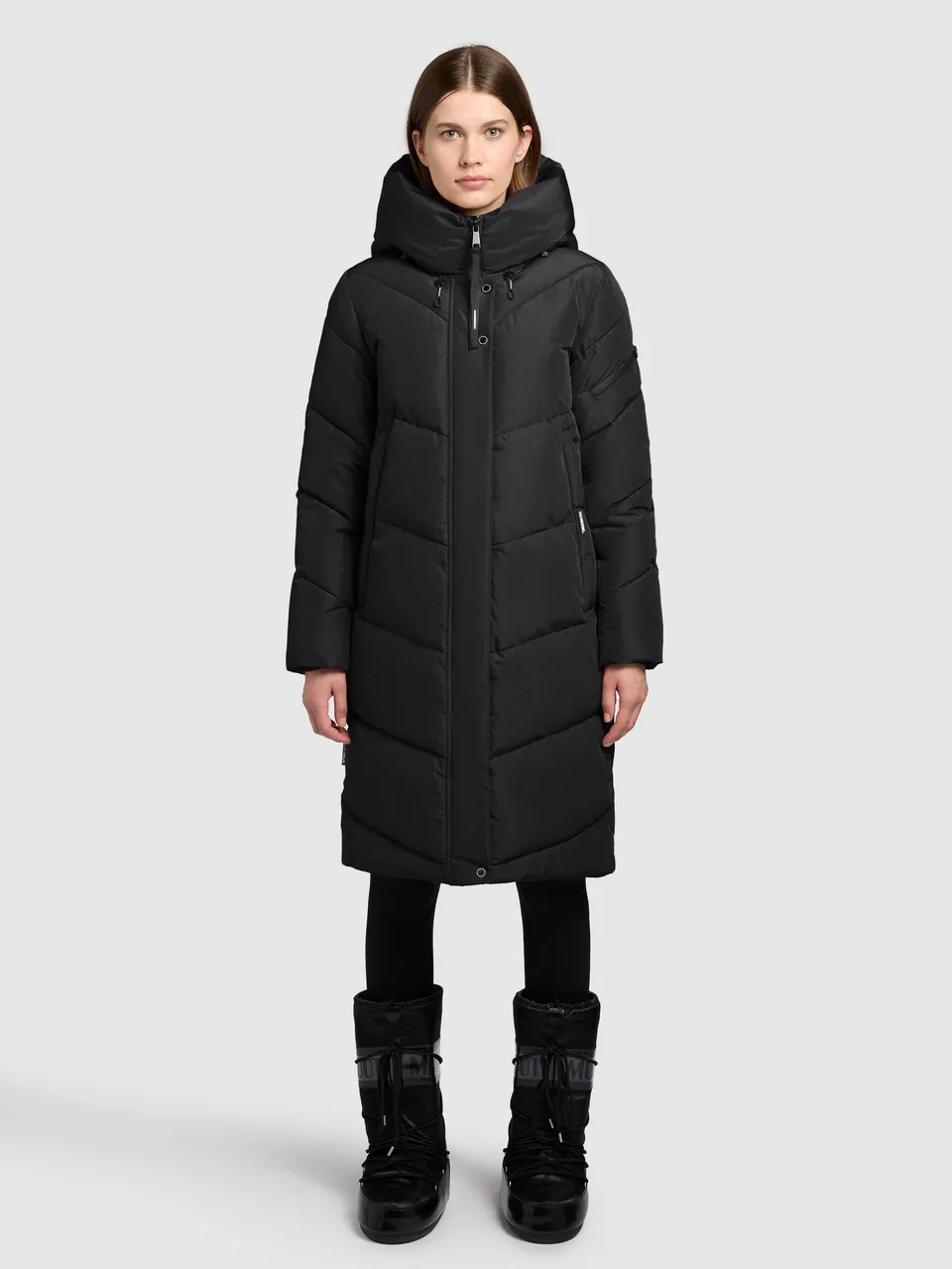 khujo-mantel-jange-black-damen-steppmantel-knielang image 1