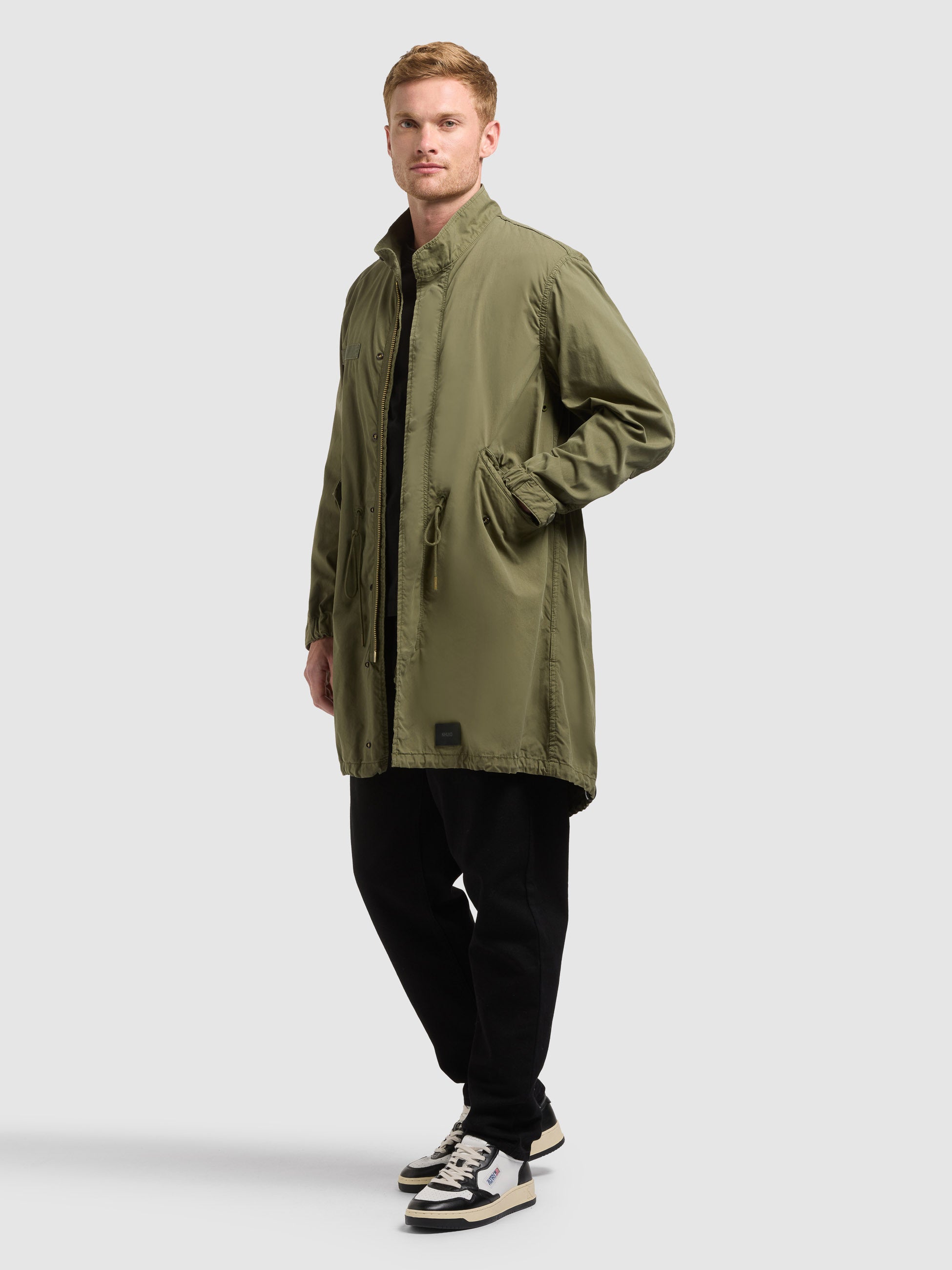 khujo-vito-mantel-olive-langer-sommerparka-herren-military image 2