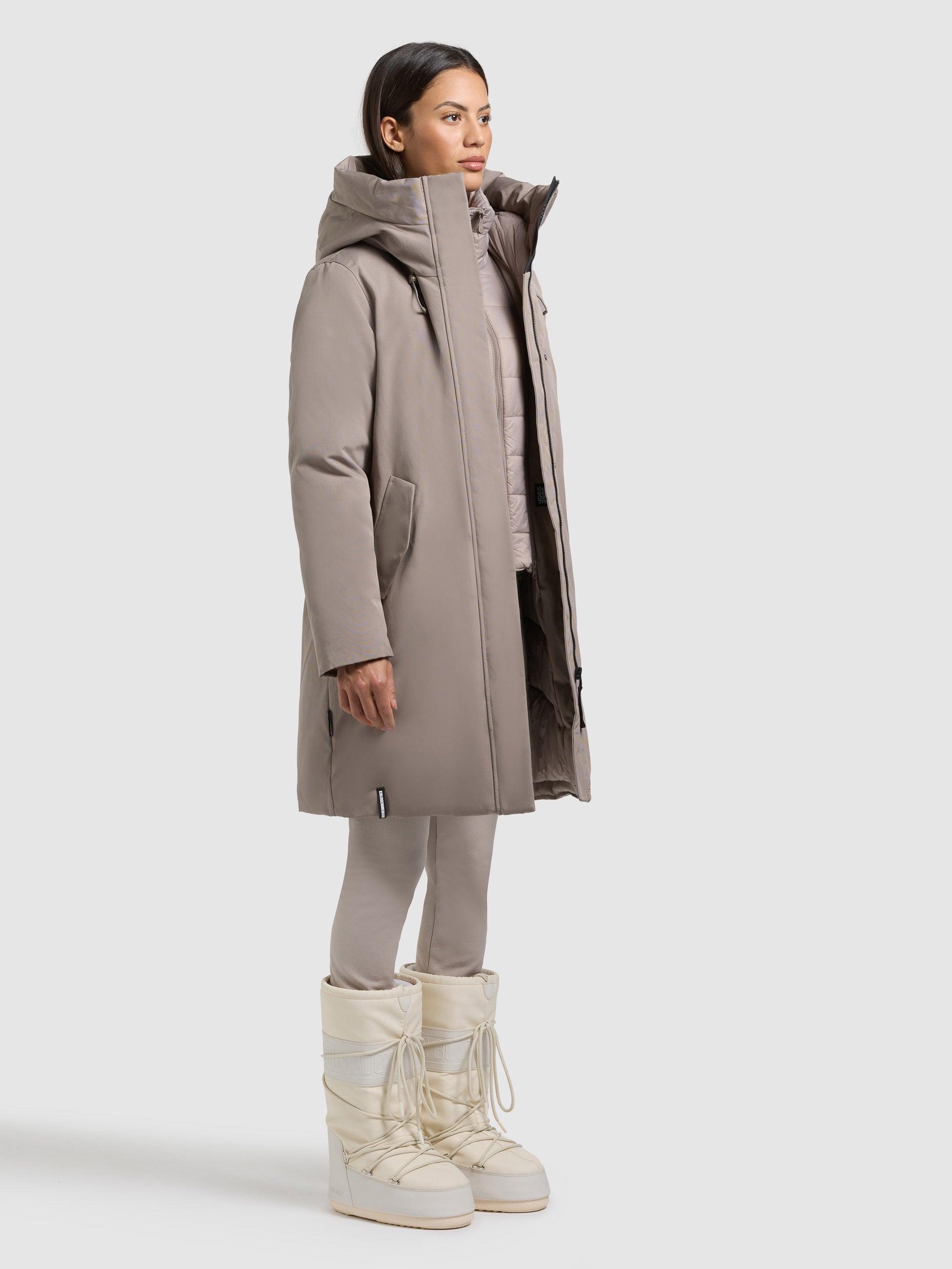 khujo-wedelia-with-inner-jacket-damen-kurzmantel-greige-2-in-1-mit-herausnehmbar image 6