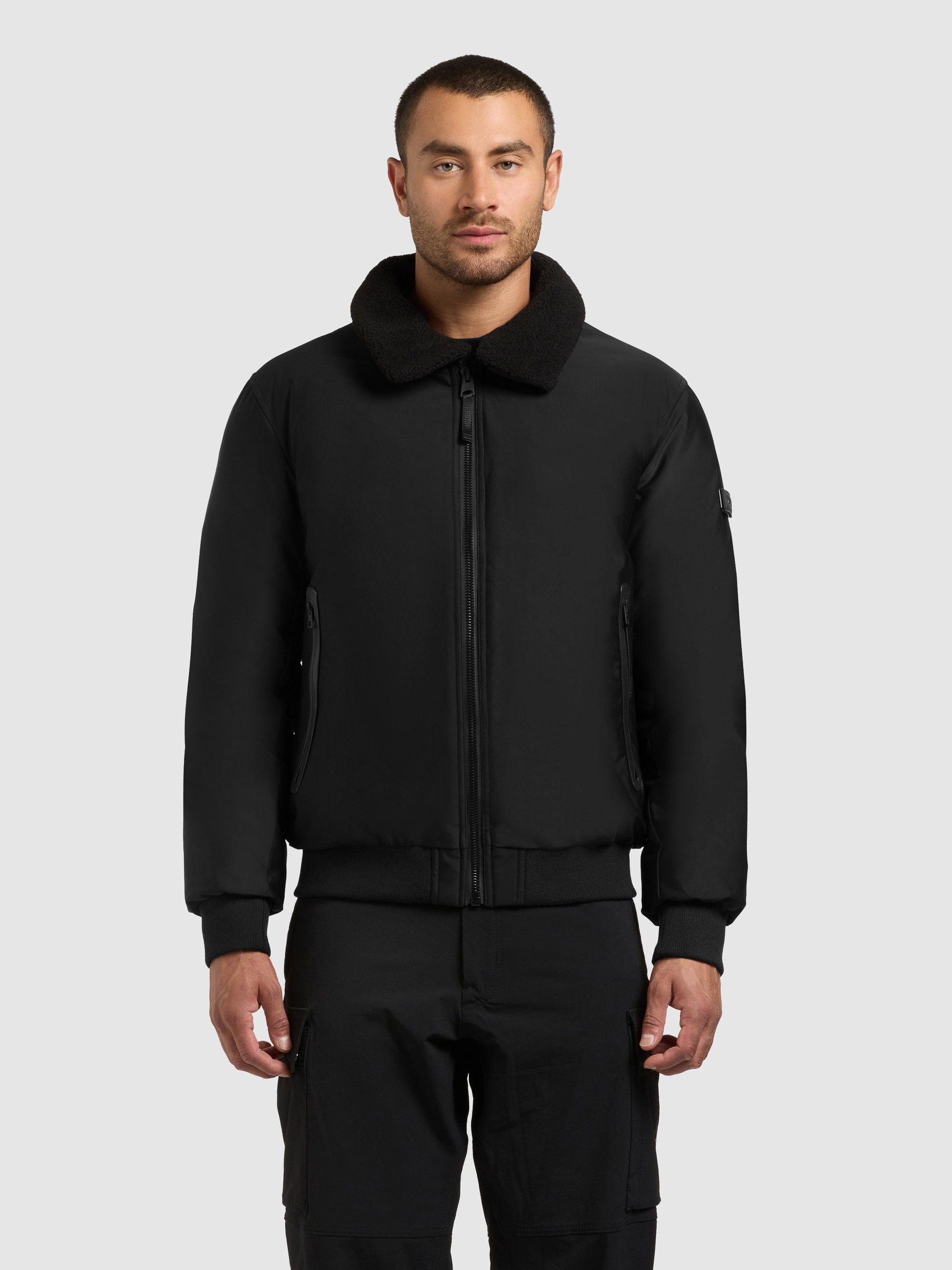 khujo-jacke-ginster-black-herren-blouson-fliegerjacke-mit-teddyfleece image 4