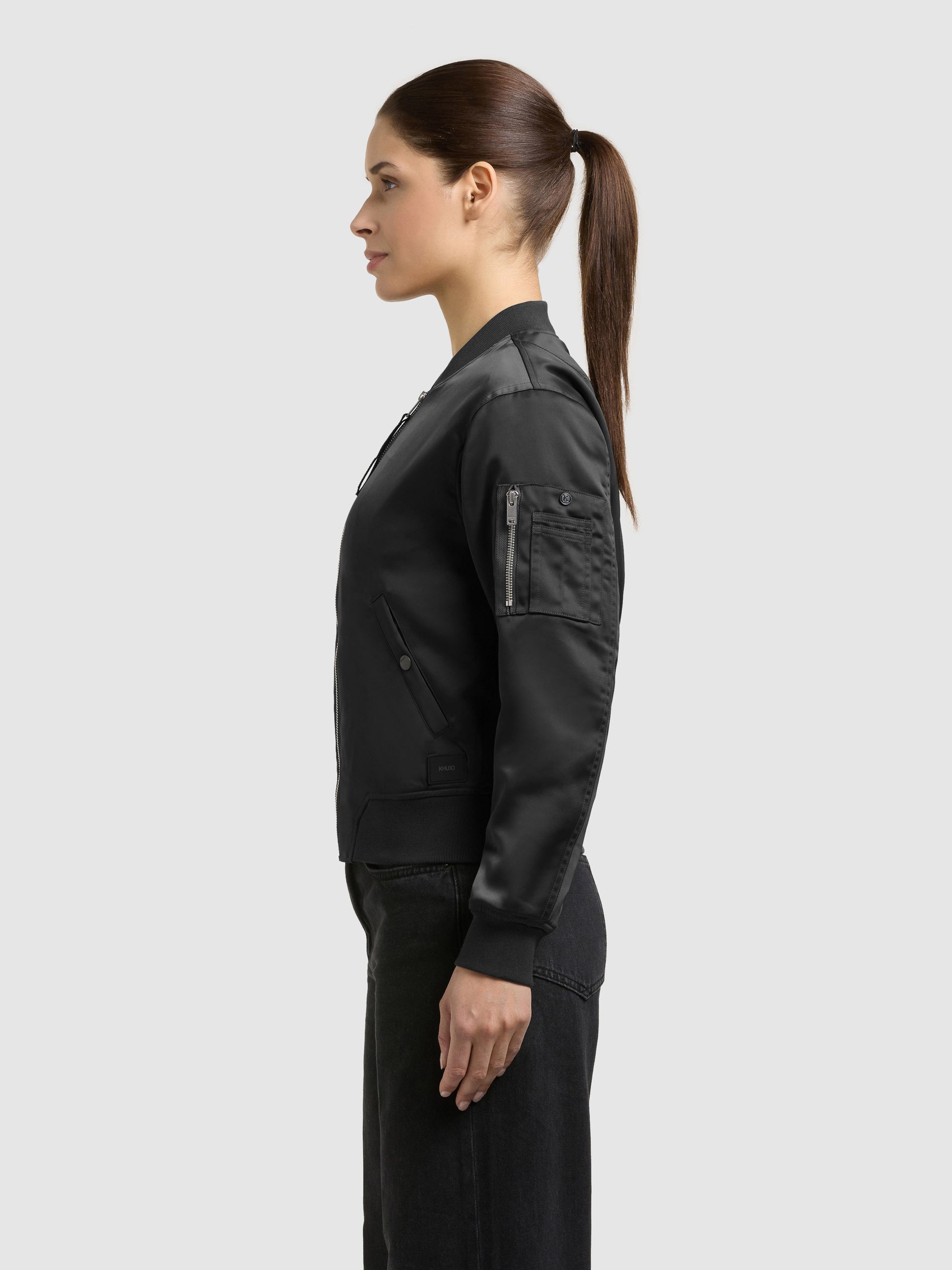 khujo-jacke-beth-black-bomberjacke-damen-satin-leicht-wattiert image 5