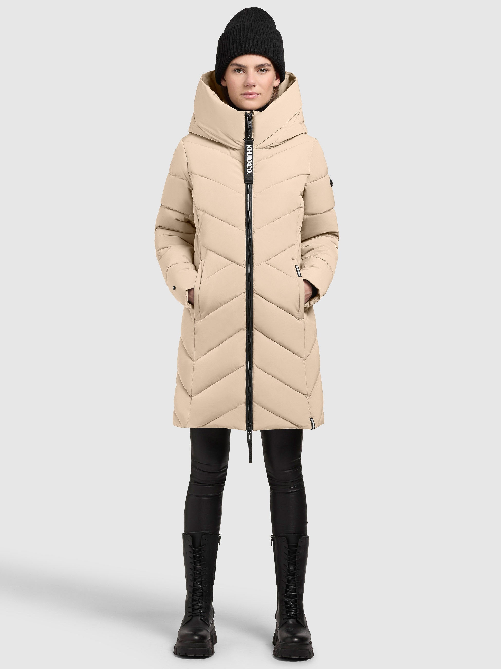 khujo-darka3-damen-steppmantel-feather-beige-regular-fit-mit-kapuze image 1