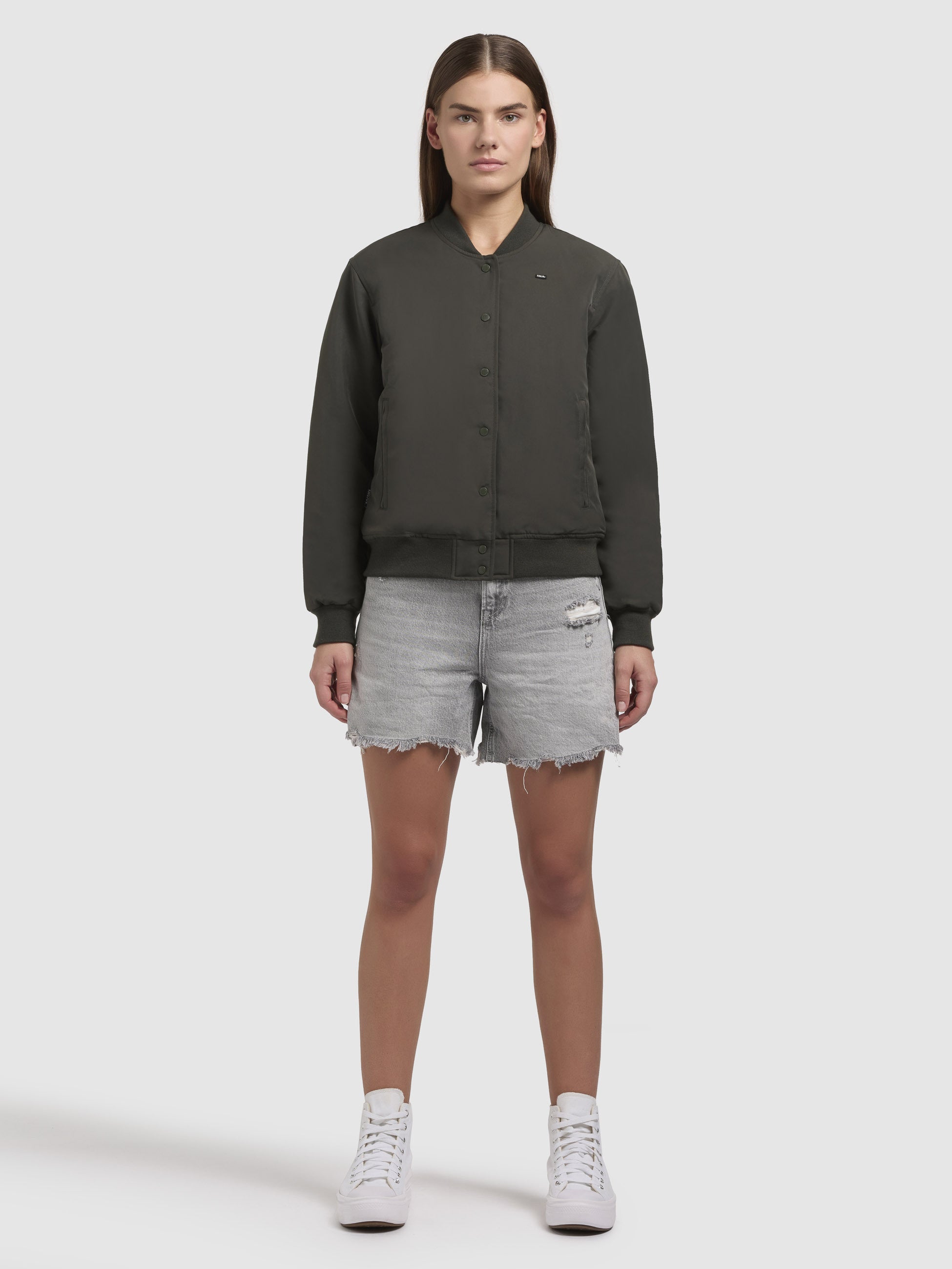 khujo-crystal-bomberjacke-dunkelgr-n-damen-blouson-im-college-look image 6