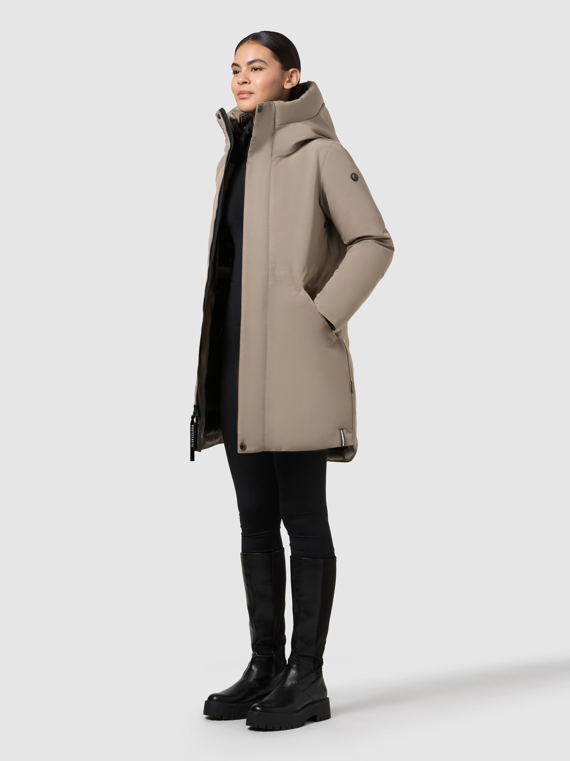 khujo-diance-kurzmantel-damen-greige-slim-fit image 2