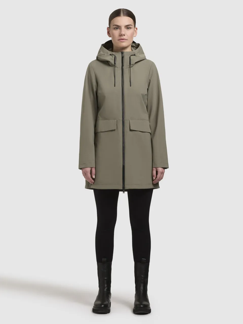 khujo-jacke-yoni-grey-green-regenjacke-wasserabweisend-leicht image 1