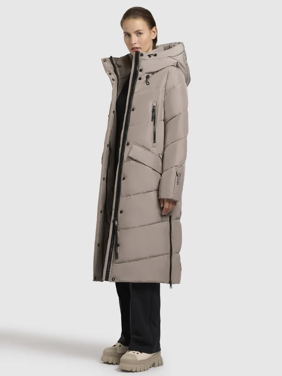 khujo-coat-eviel-damen-steppmantel-gray-beige-relaxed-fit image 1