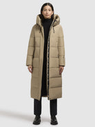 khujo-coat-soulani3-sand-wadenlanger-wattierter-steppmantel-mit-kapuze image 2