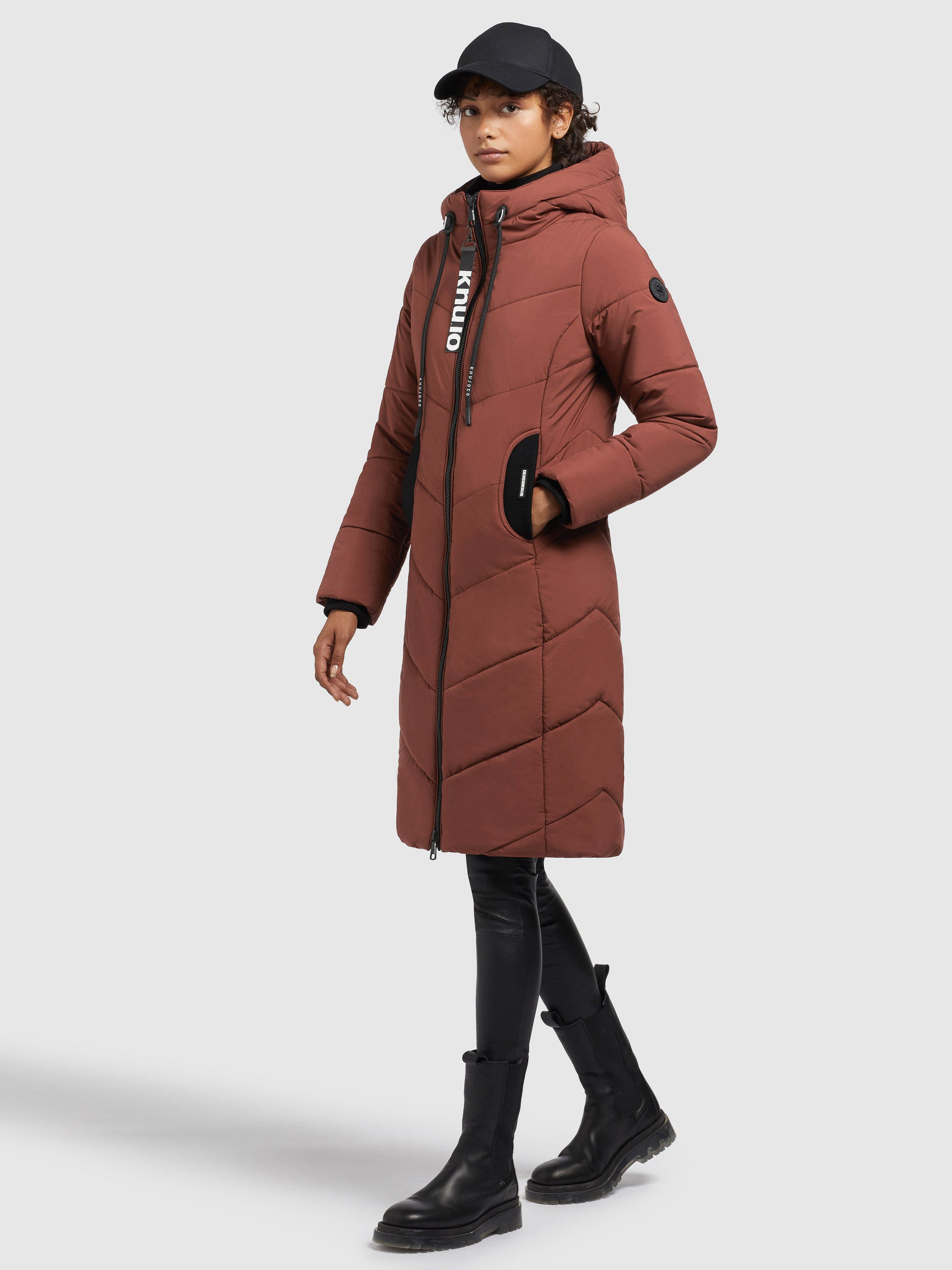khujo-mantel-aribay4-light-rostrot-damen-lange-steppjacke image 2