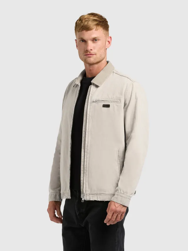 khujo-deddy-jacke-greige-damen-blouson-baumwoll-canvas-mit-cordkragen image 1
